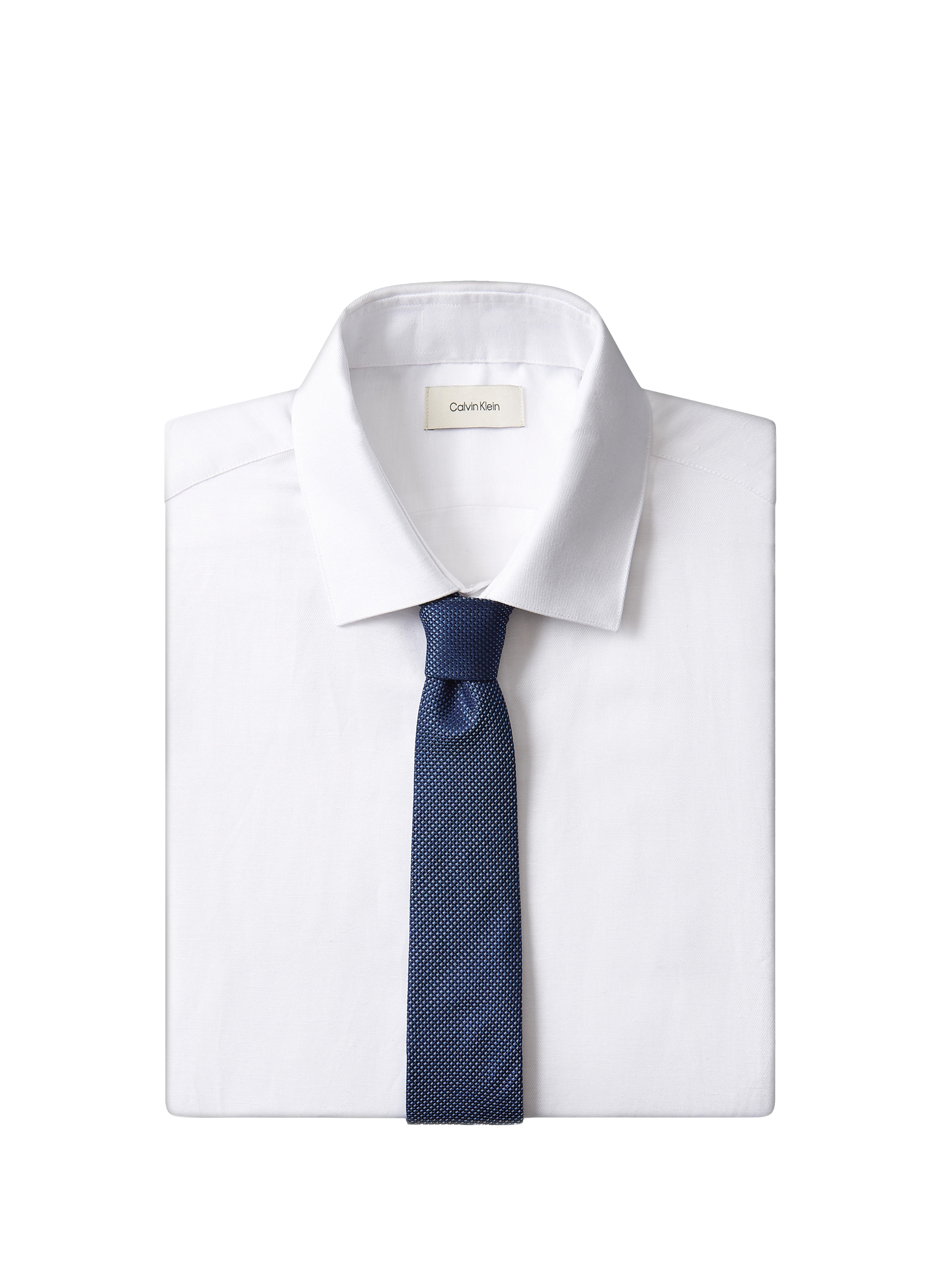 Cravate jacquard en soie en lin CALVIN KLEIN Bleu