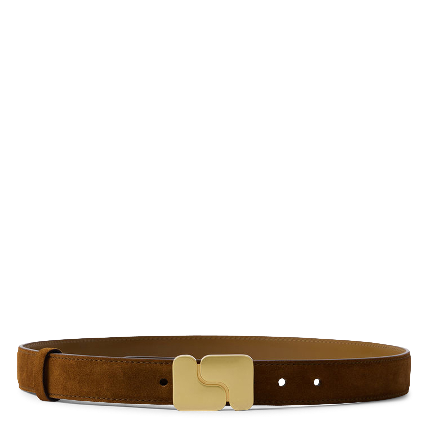 Ceinture à boucle monogramme en cuir ninon SOEUR Marron