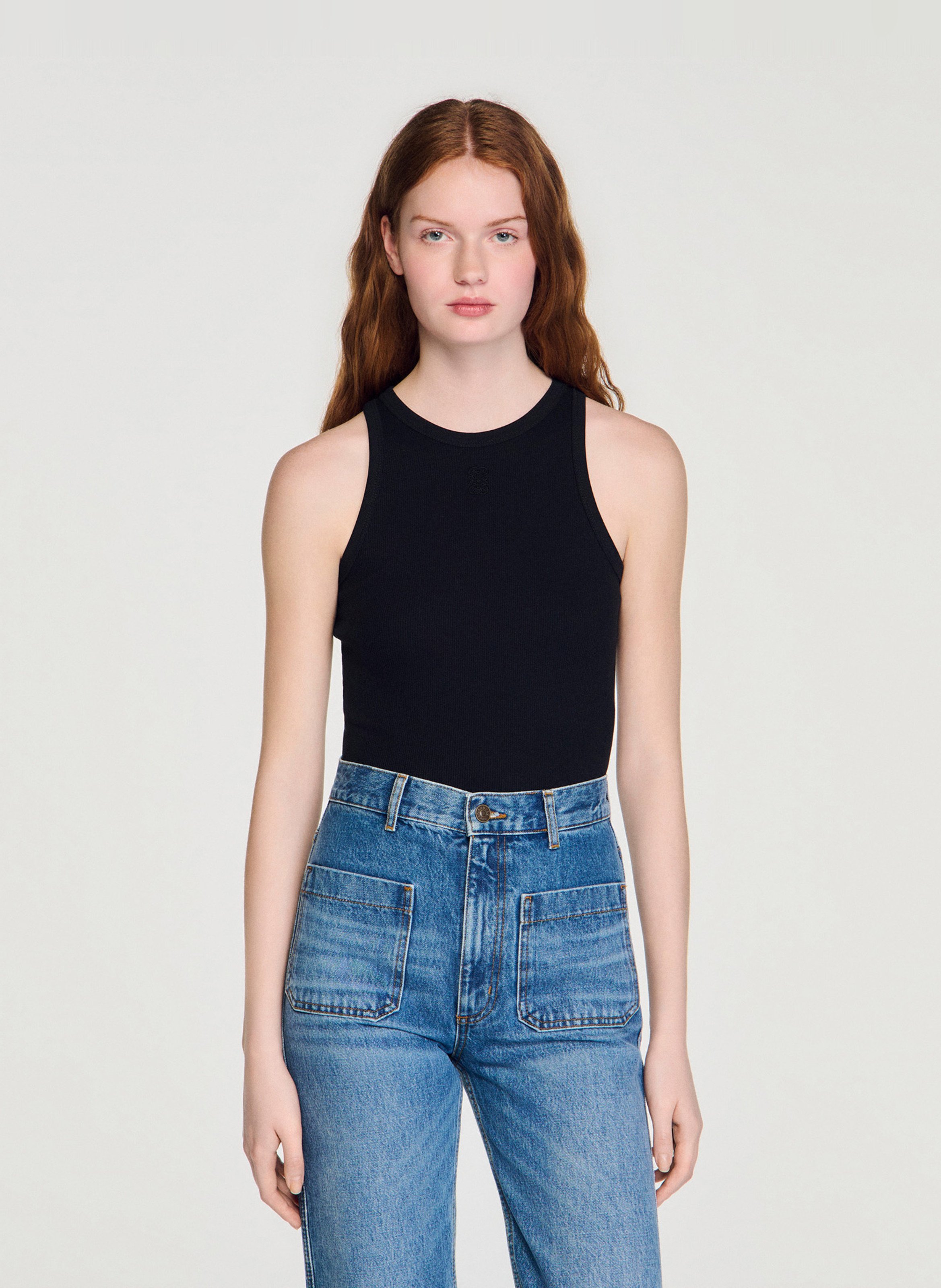 Débardeur col rond en coton  Noir