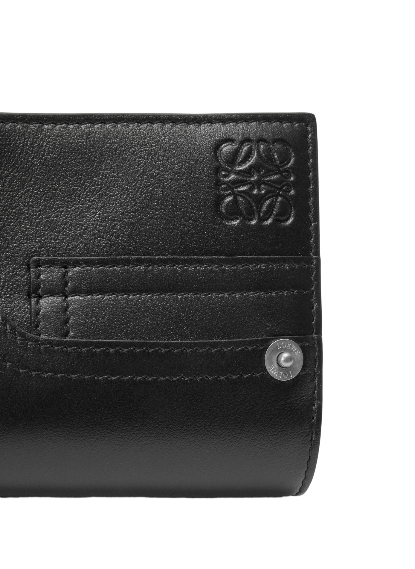 Portefeuille compact Panta en cuir de veau brillant LOEWE Noir