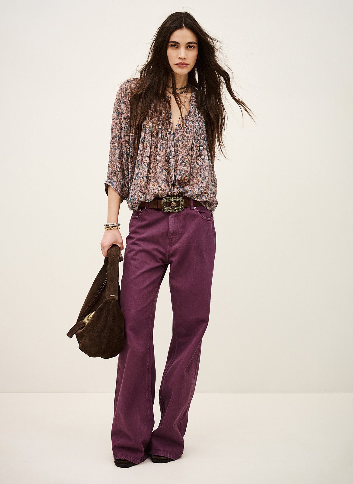 Jean large en coton boney BA&SH Violet