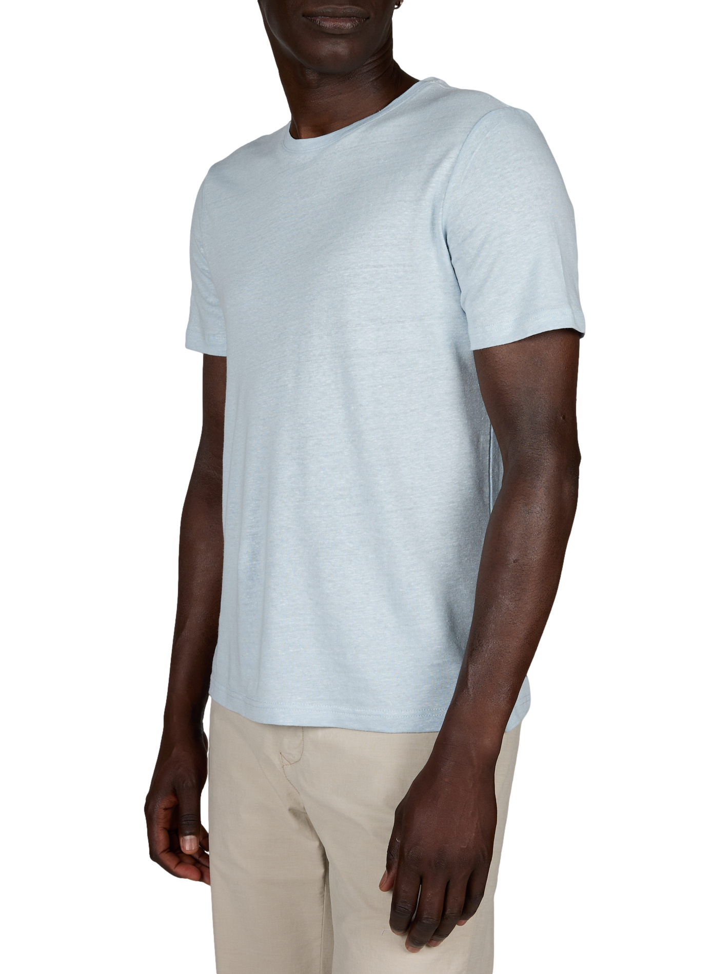 Rundhalsausschnitt T-Shirt aus Leinen PIERRE CARDIN Blau
