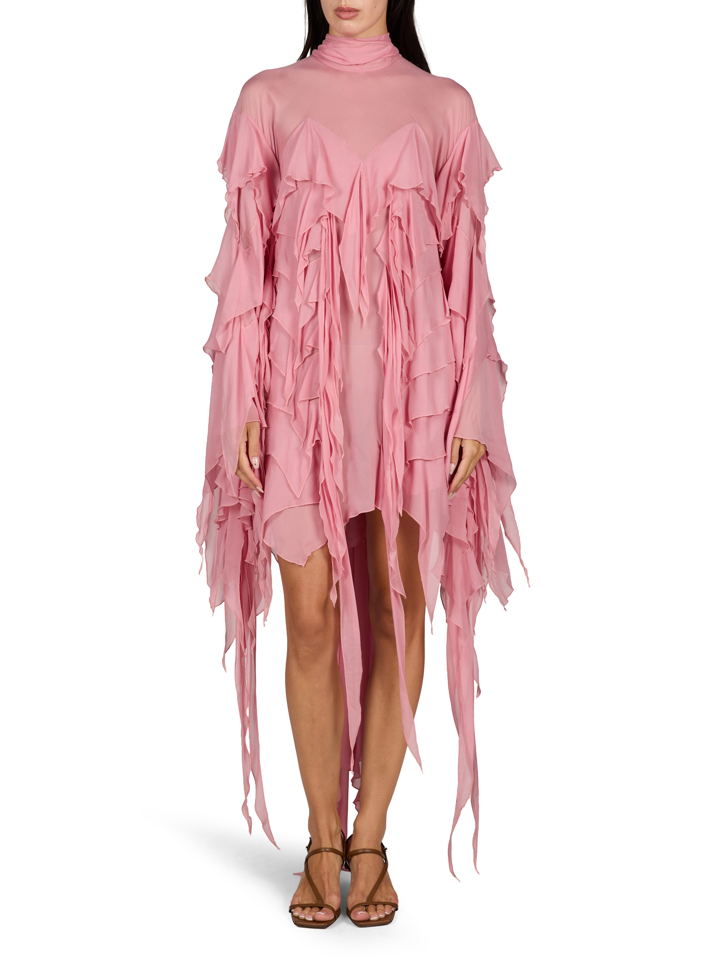 Blouse with ruffles and high neck BLUMARINE Pink