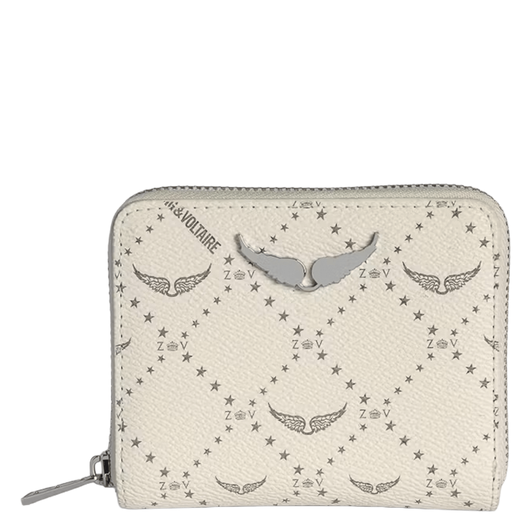 Mini ZV embossed shiny leather wallet ZADIG&VOLTAIRE White