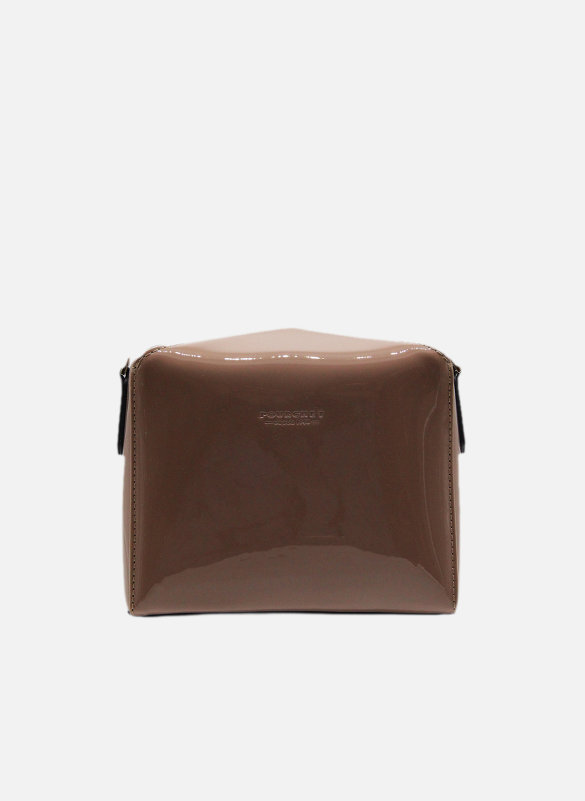 Cassetta vernis | sac porté épaule en cuir de vachette | Marron POURCHET Femme
