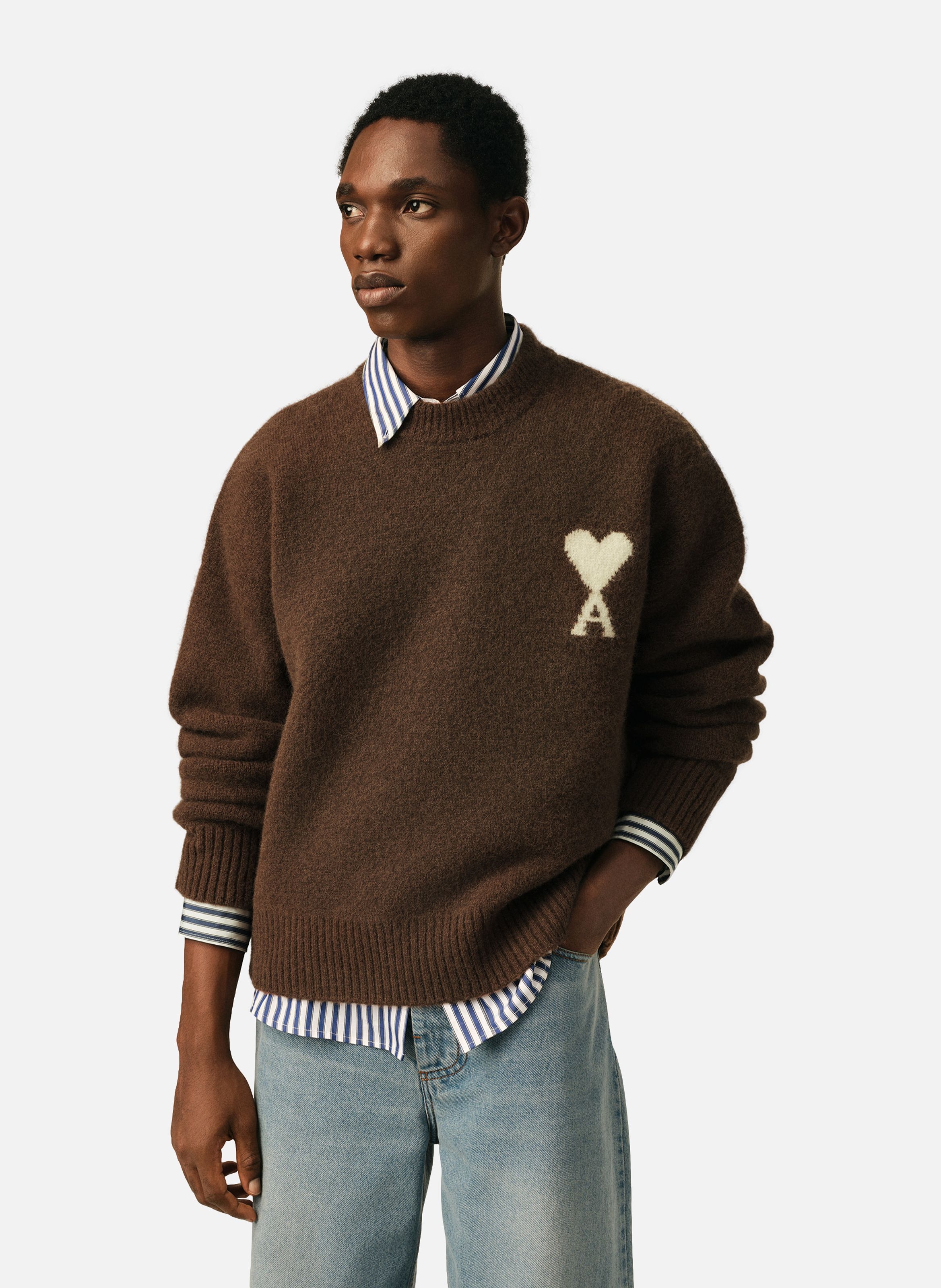 Pull unisexe en alpaga ami de coeur AMI PARIS Marron