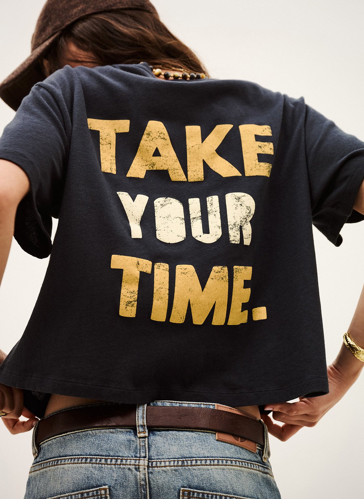 T-shirt met zeefdruk op de achterkant BA&SH Blauw