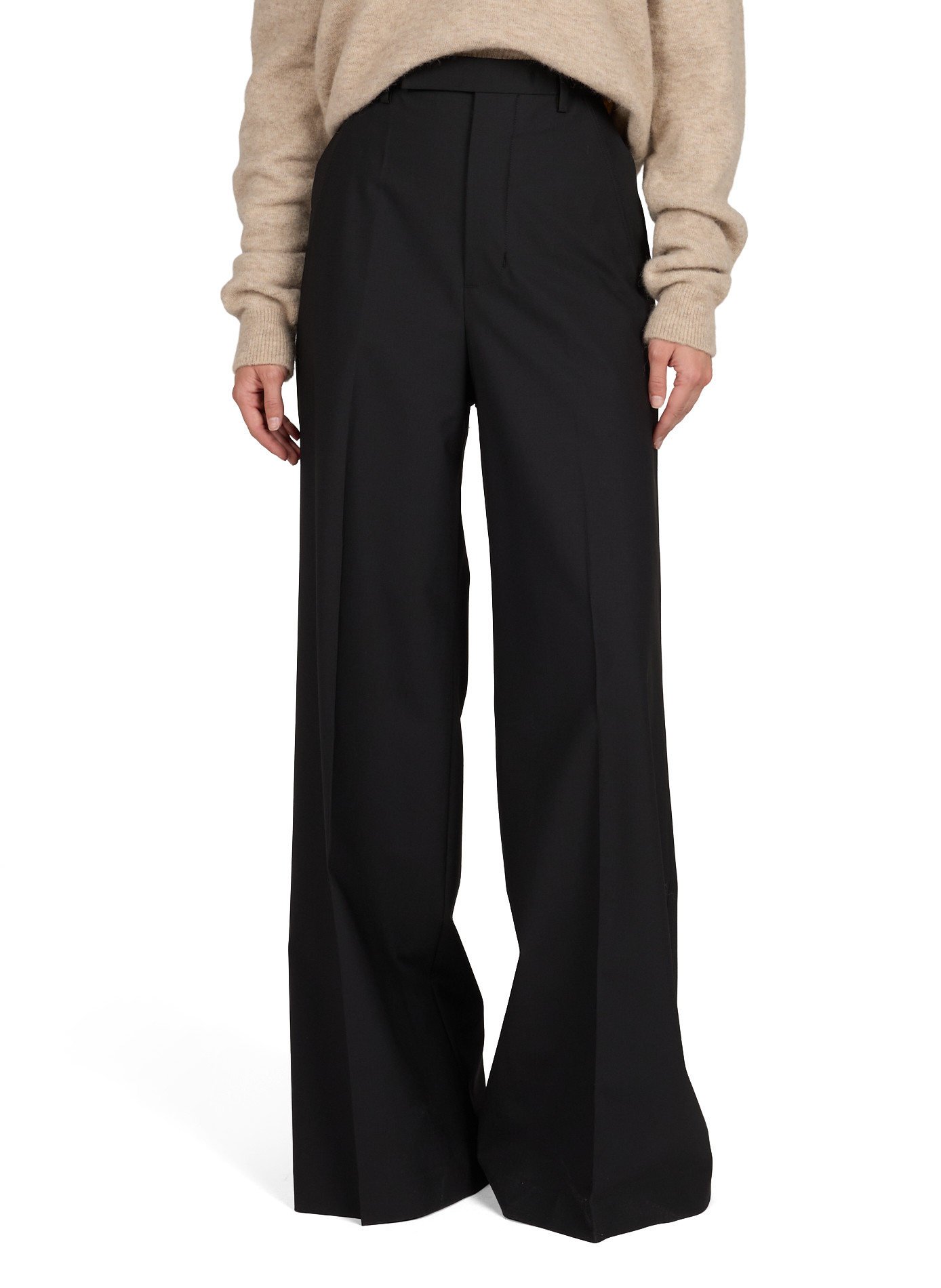 Pantalon évasé en laine vierge RICK OWENS Noir