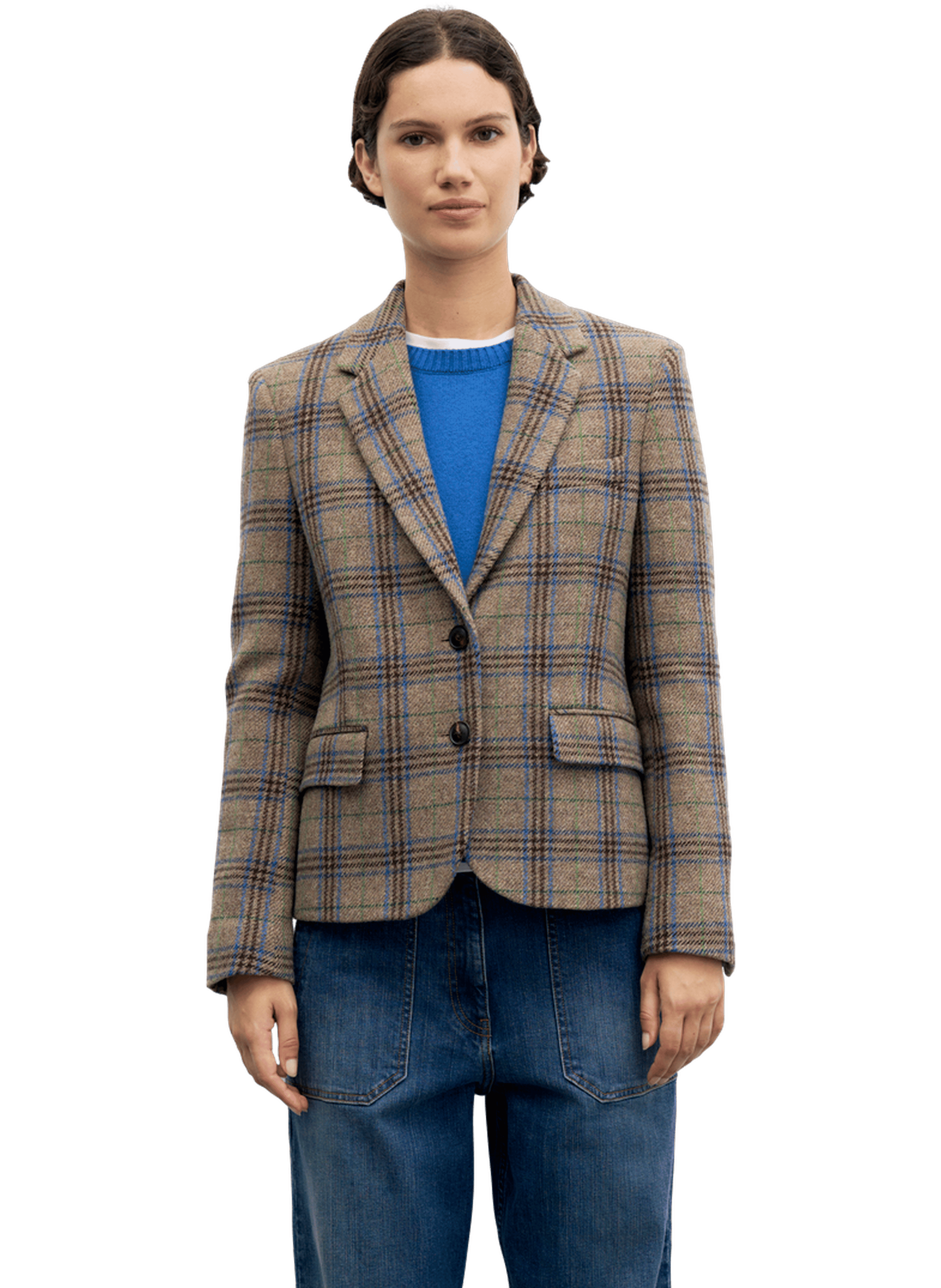 Veste à carreaux en laine vierge - juliane GERARD DAREL Marron