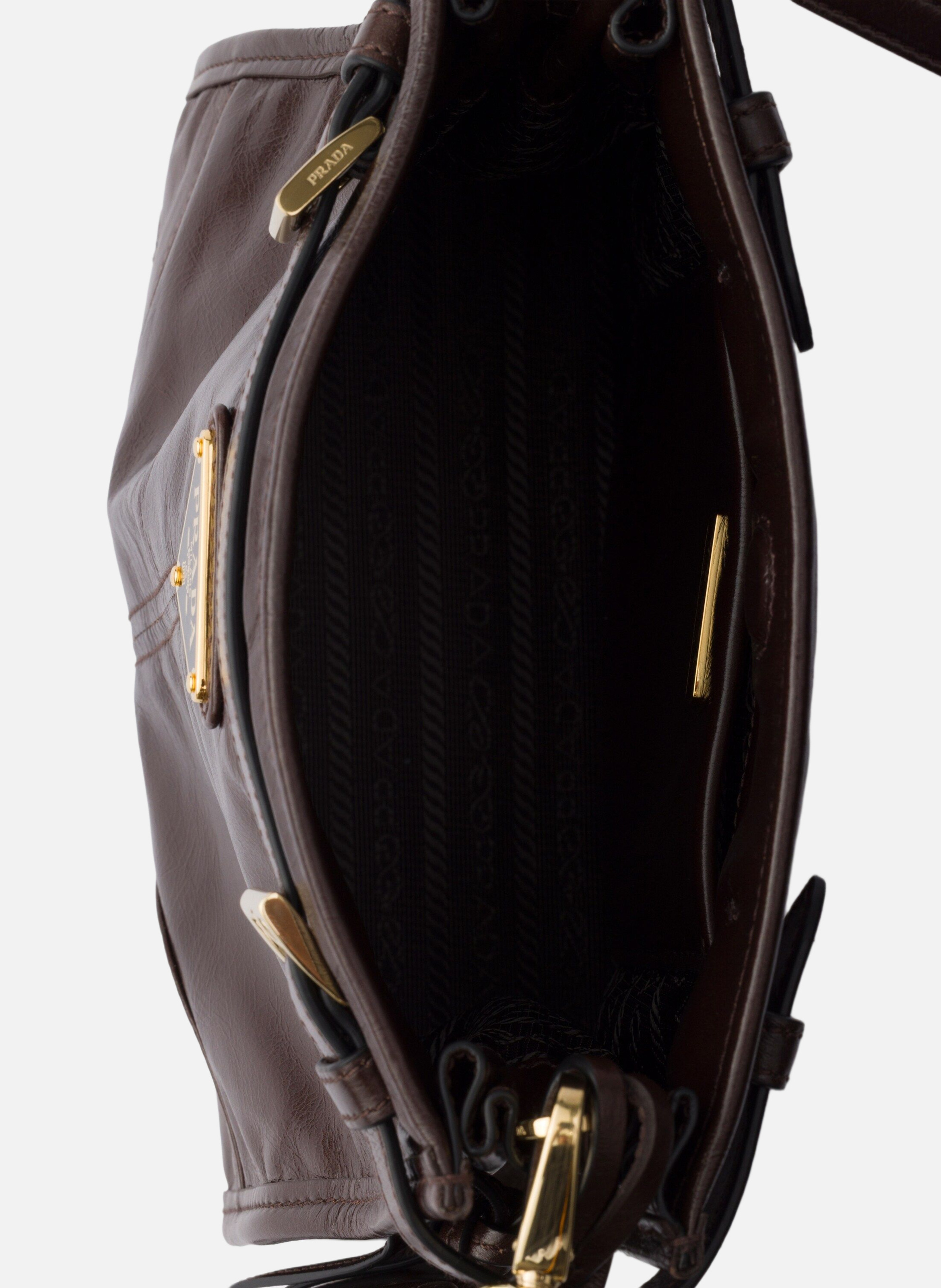 Mini sac porté épaule prada bonnie en cuir PRADA Marron
