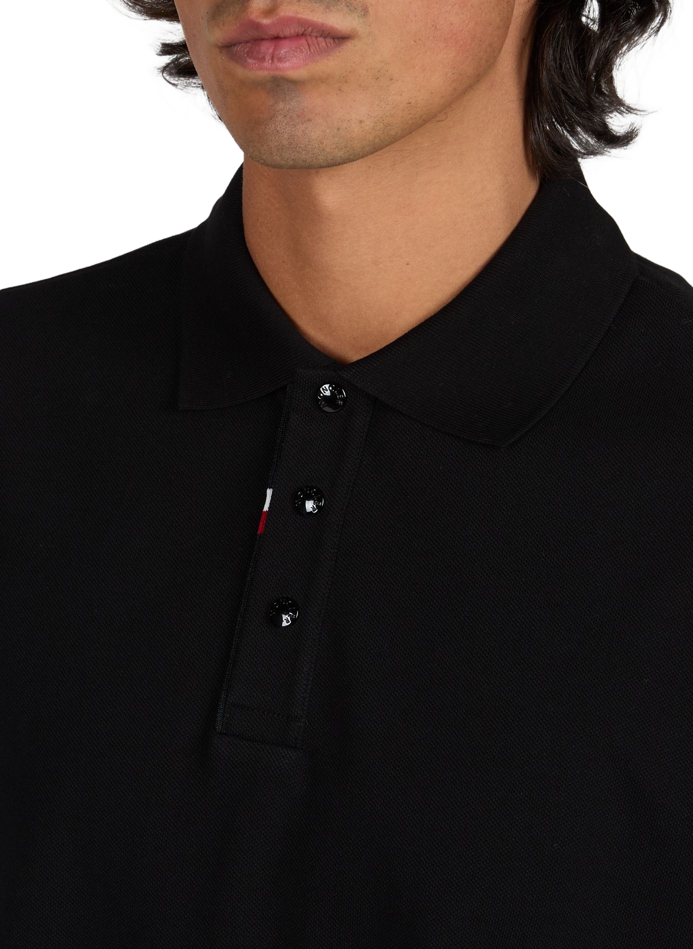 Polo mit kurzen geraden Ärmeln aus Baumwolle MONCLER Schwarz