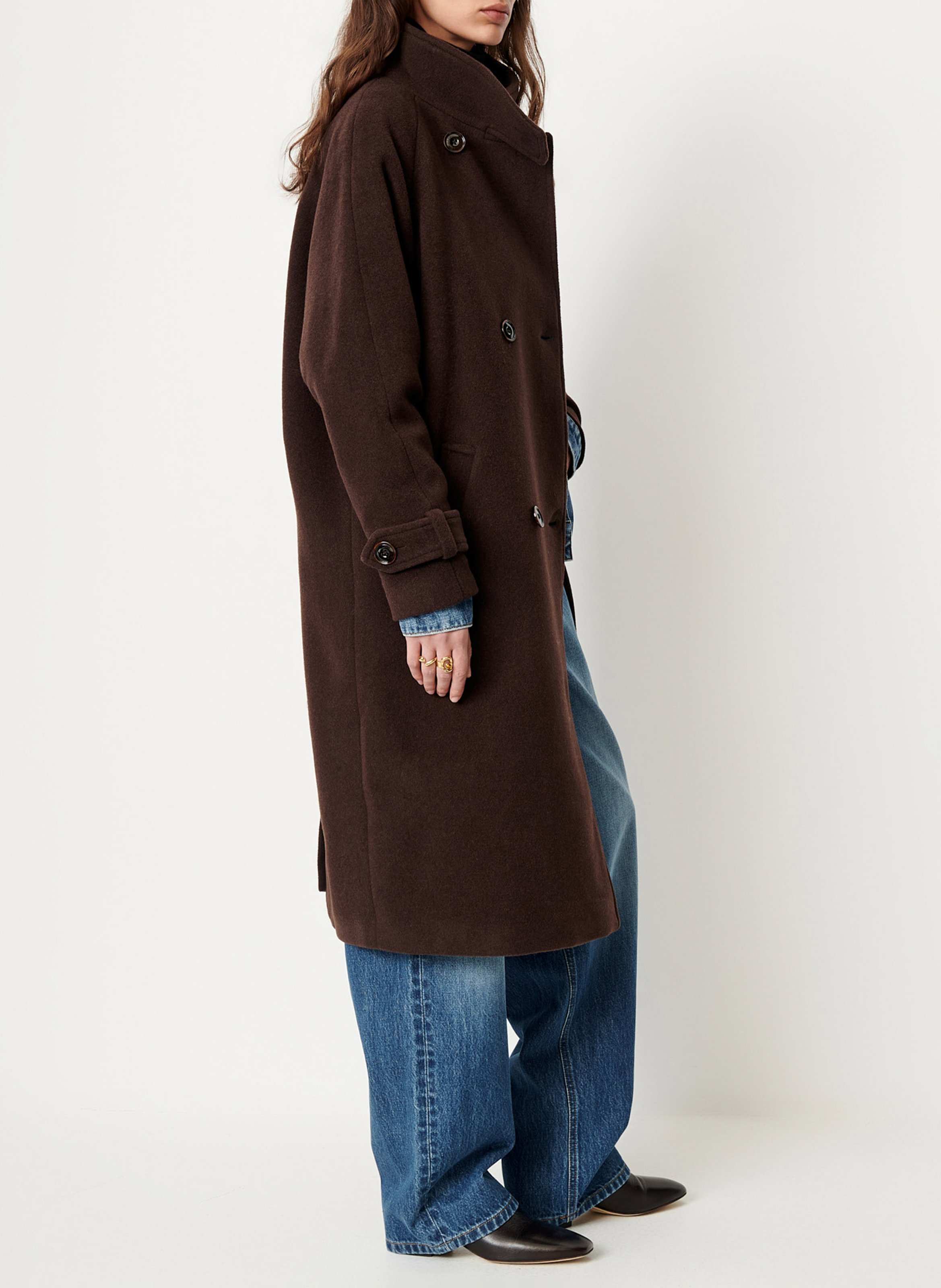 Manteau col montant en laine mélangée bleeckett SESSUN Marron