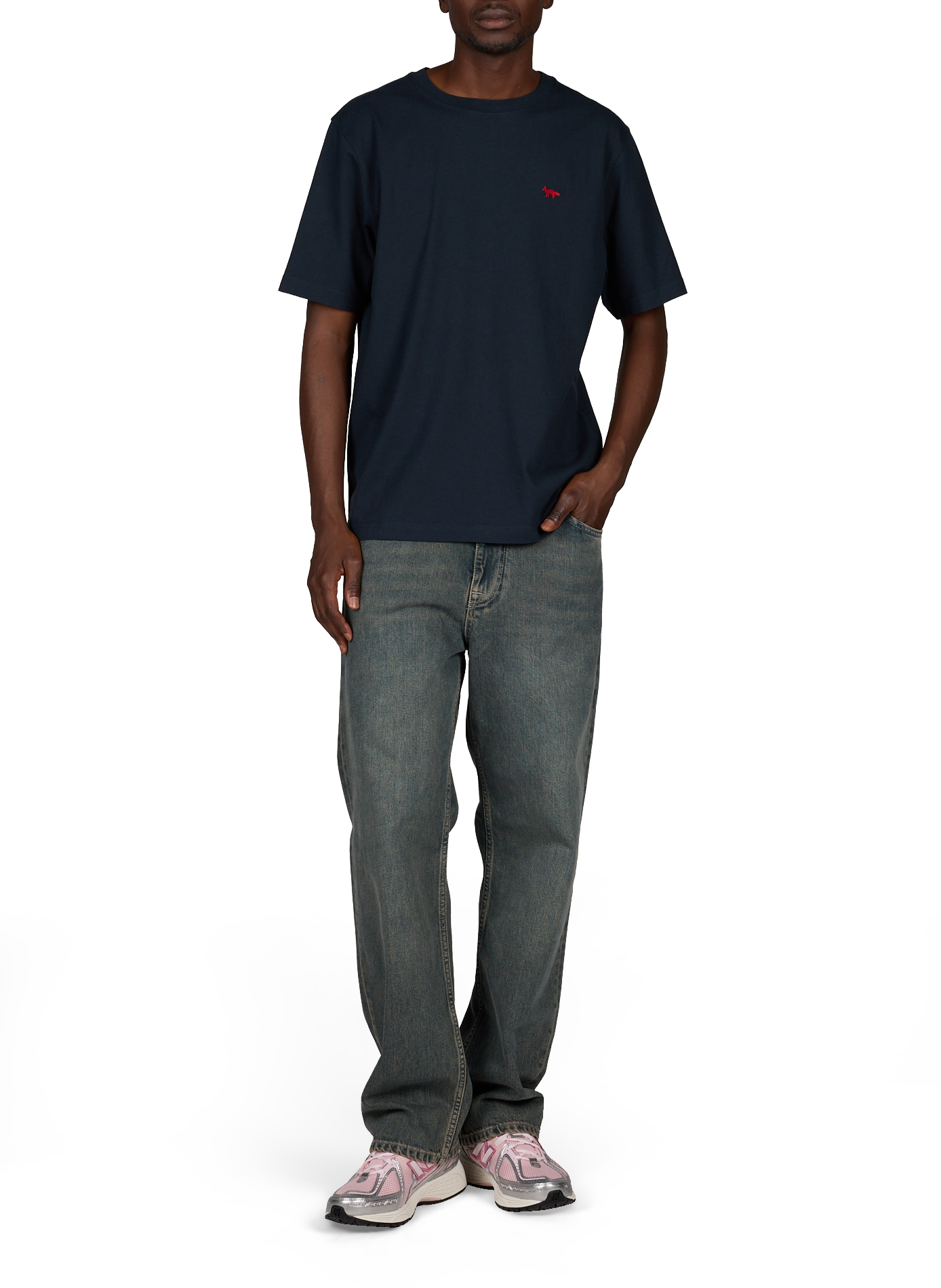 Gerade geschnittenes T-Shirt mit Logo aus Baumwolle MAISON KITSUNÉ Blau