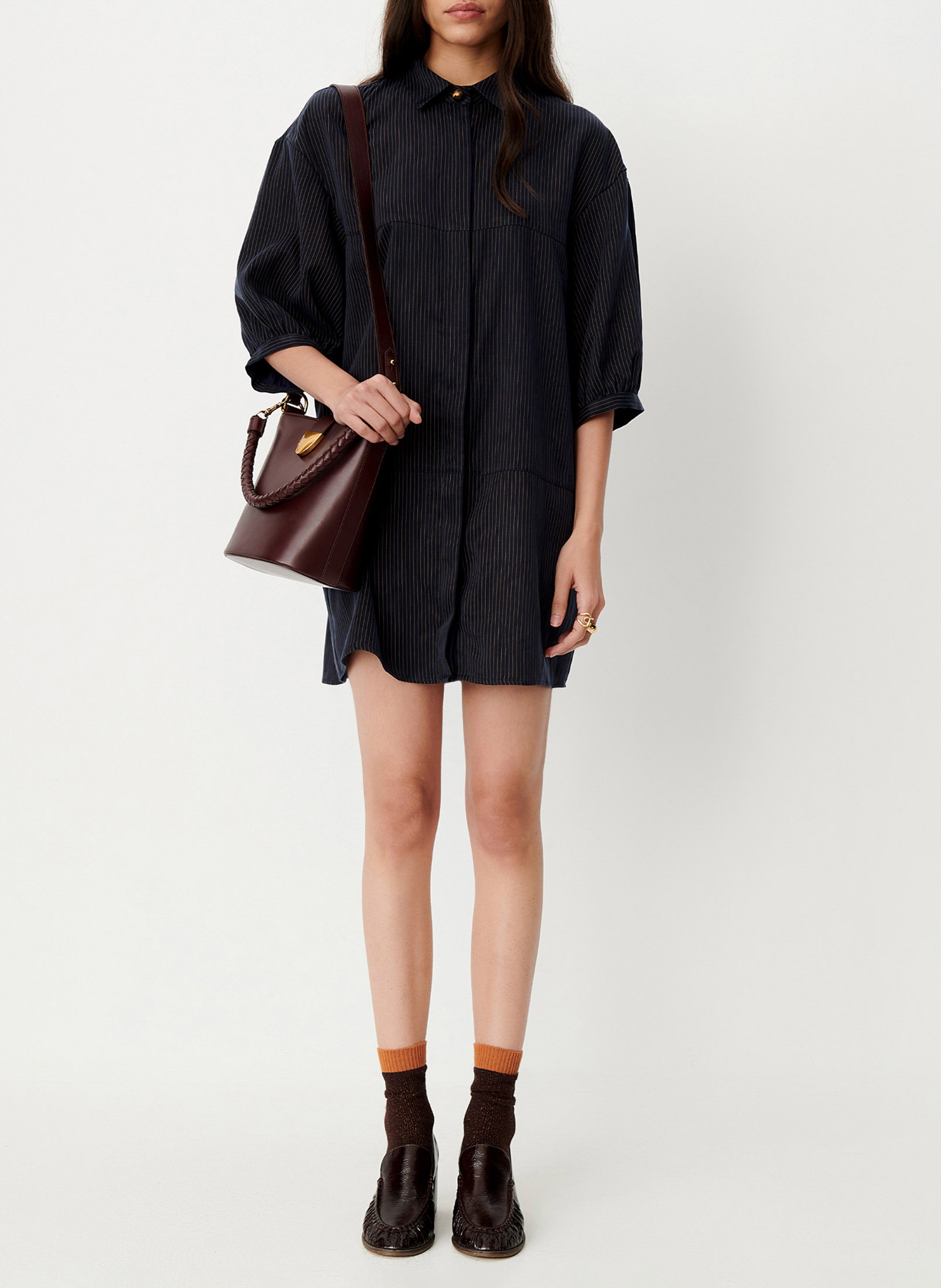Robe courte droite col classique rayée courtney SESSUN Bleu