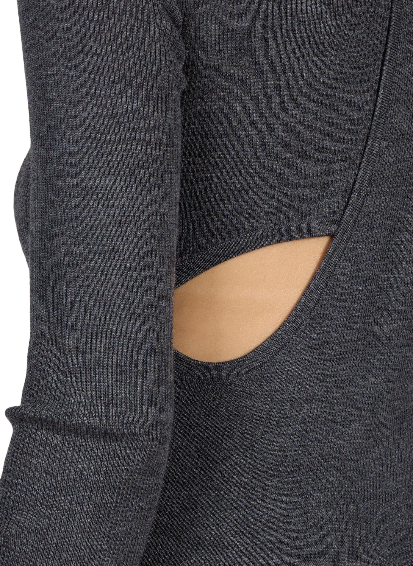 Pull droit col rond découpes dos en laine TIBI Gris
