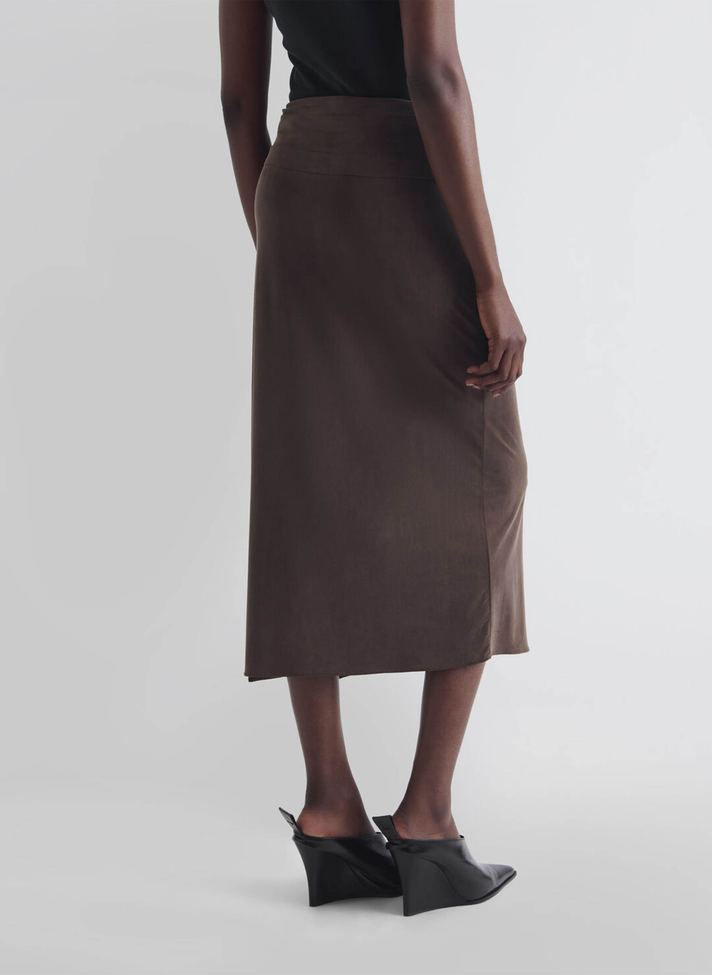 Jupe midi fendue avec drapé emeraude IRO Marron
