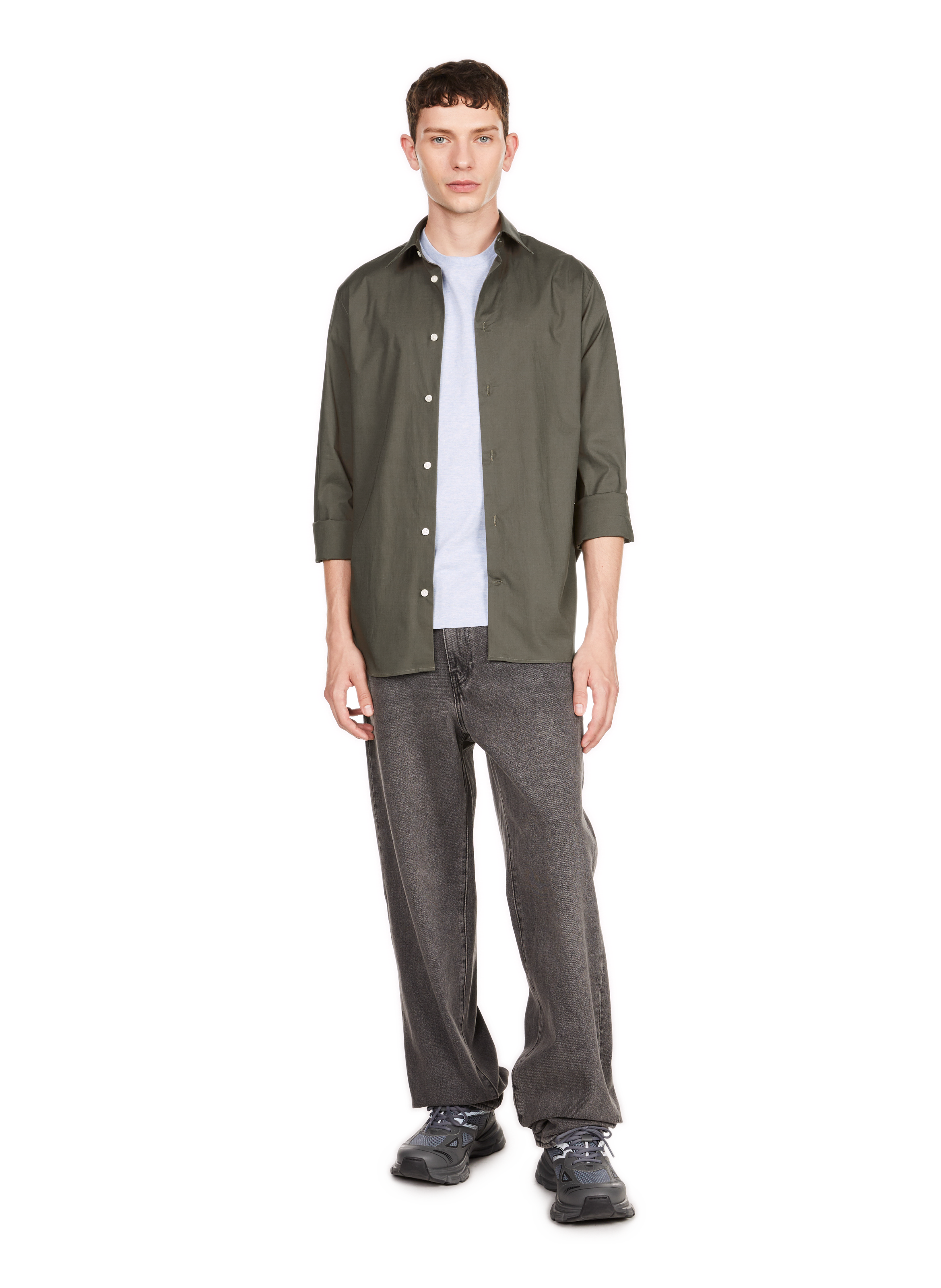 Chemise slim en coton  AU PRINTEMPS PARIS Kaki