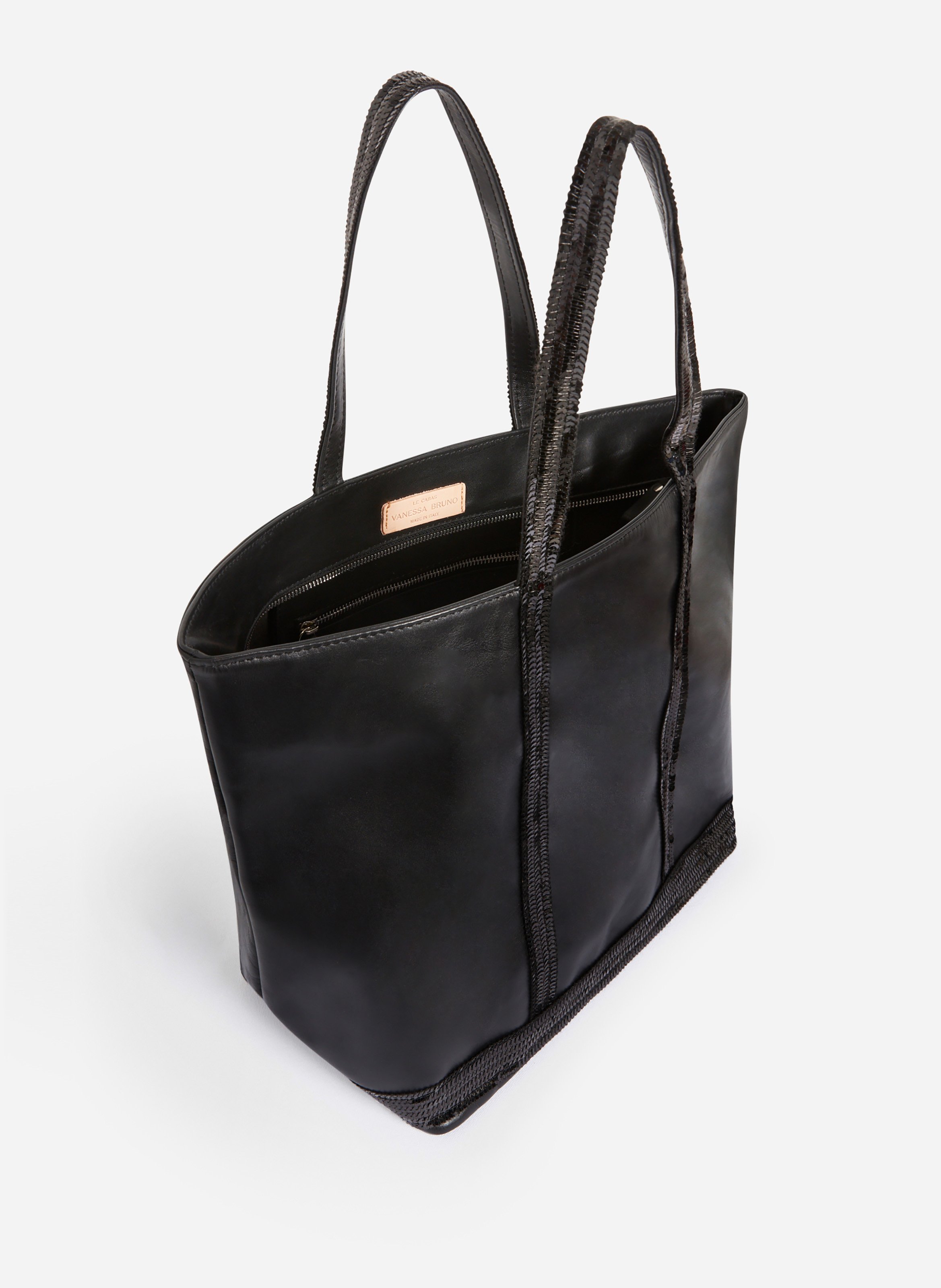 Cabas l zippé en cuir lisse VANESSA BRUNO Noir