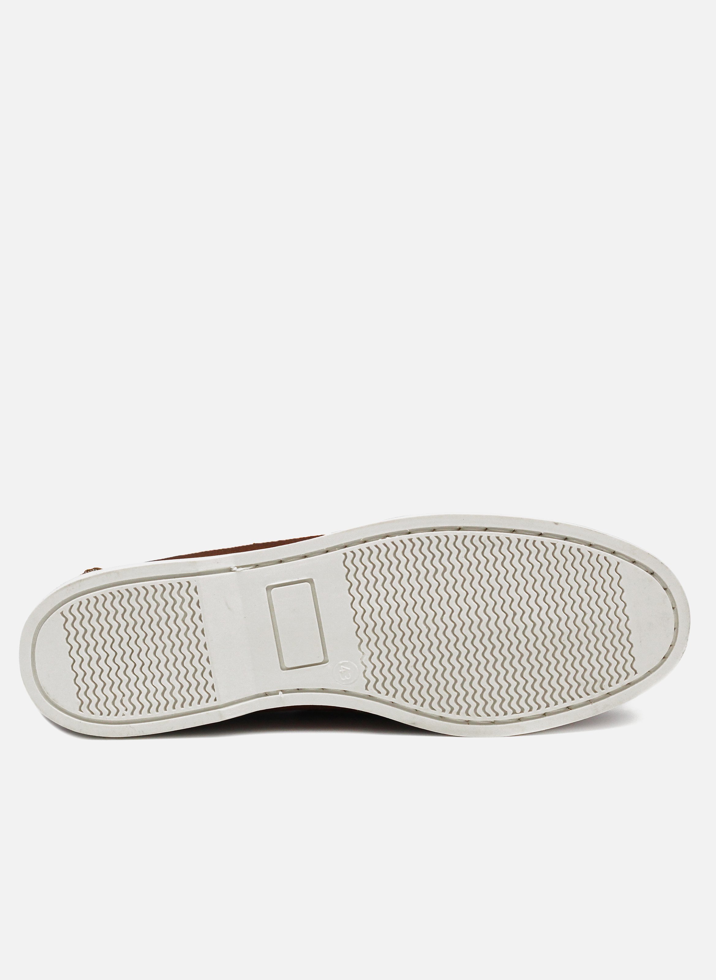 Chaussures bateau cuir mat brossé JULES & JENN Marron