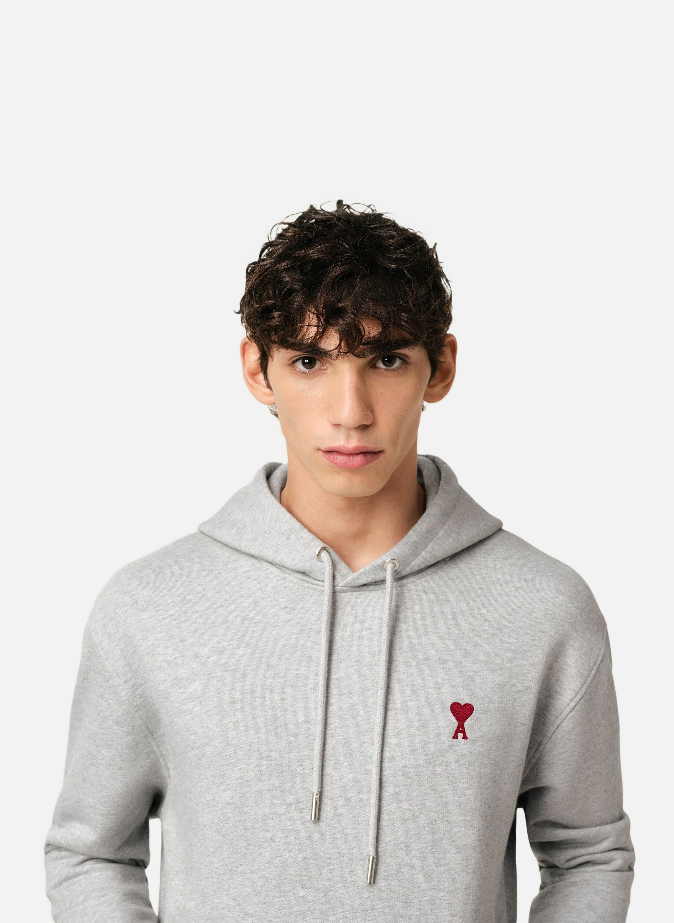 Hoodie ami de coeur rouge unisexe AMI PARIS Gris