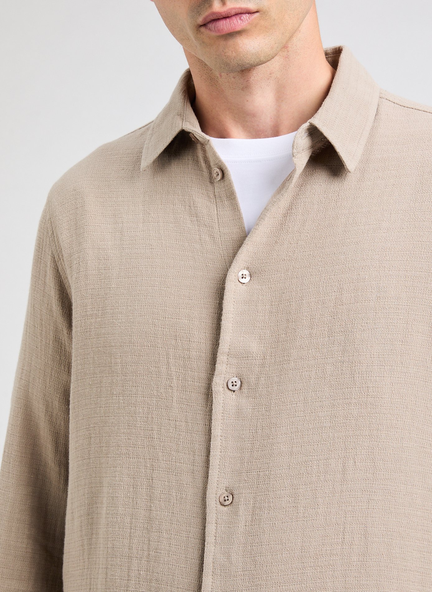 Chemise droite en lin et coton SAMSOE SAMSOE Marron