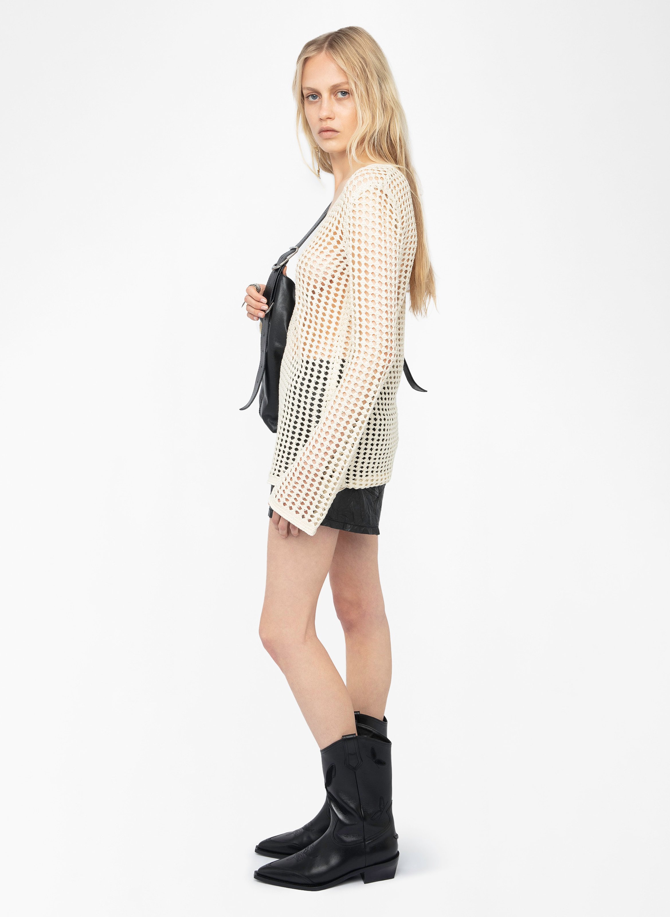 Pull col v en crochet rany ZADIG&VOLTAIRE Blanc