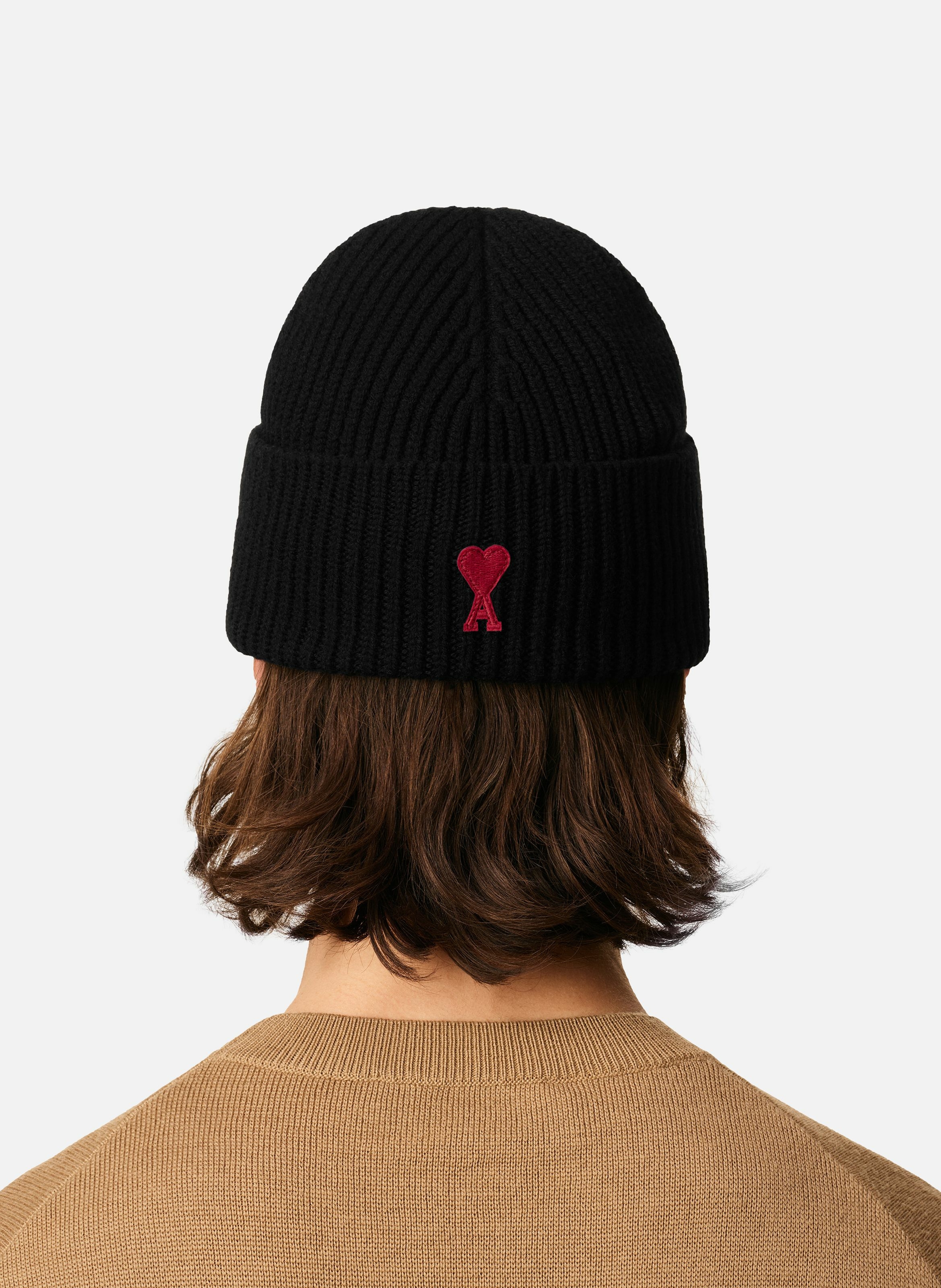Bonnet ami de coeur rouge unisexe AMI PARIS Noir