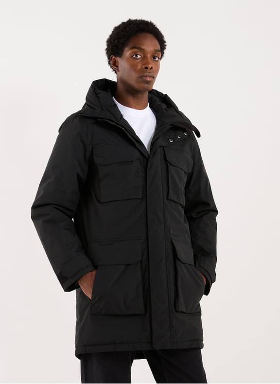 Parka mi-longue à capuche Noir by DIDRIKSONS DIDRIKSONS Parka mi-longue à capuche Noir
