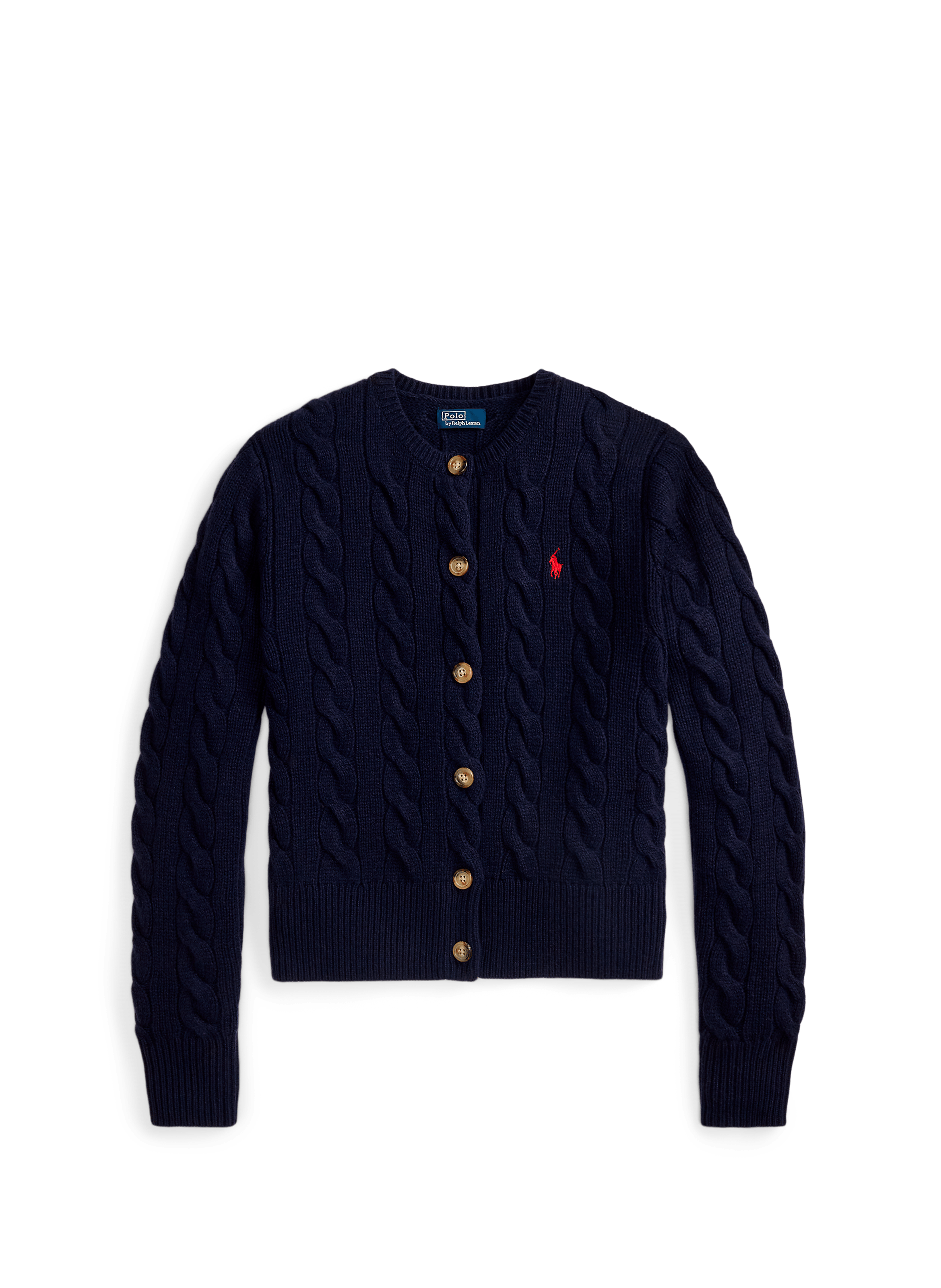 Cardigan col rond en laine et cachemire POLO RALPH LAUREN Bleu