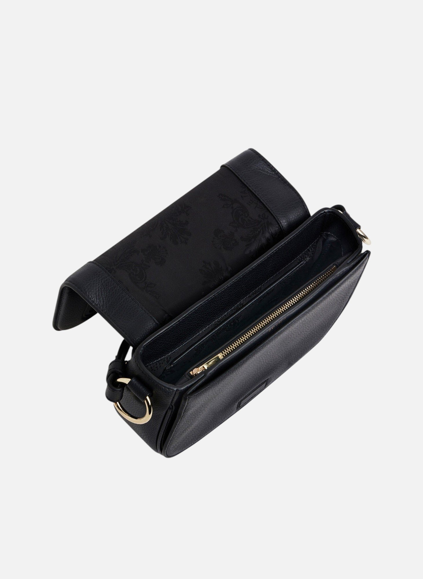 Sac bandoulière moyen modèle ella en cuir grainé Noir