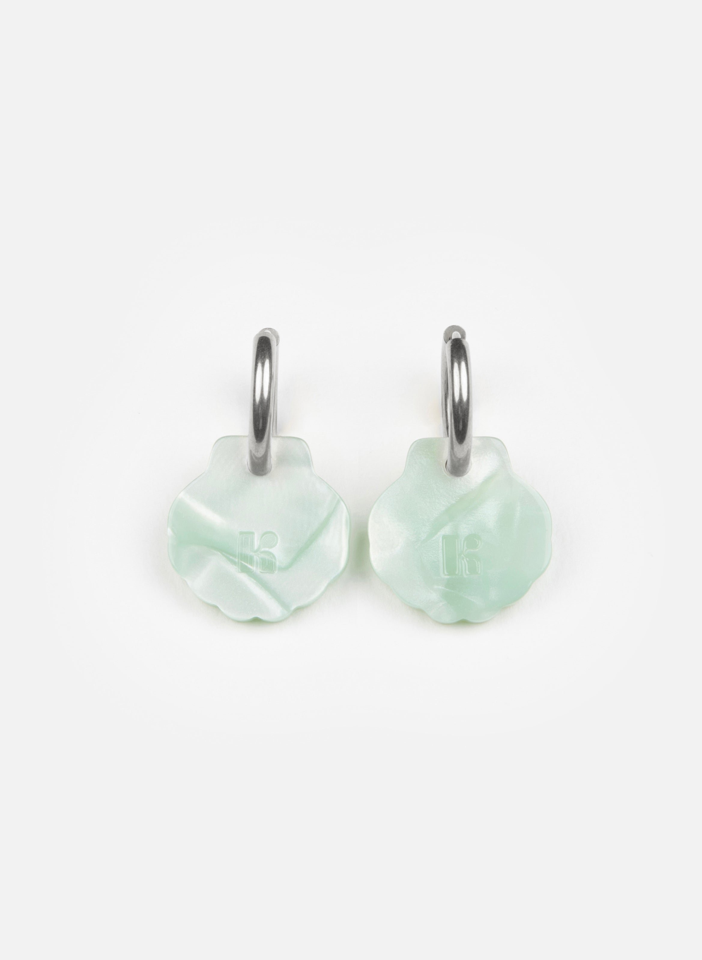 Boucles d'oreilles baby mermaid avec anneaux en acier inoxydable argenté KURAGE GINZA Bleu