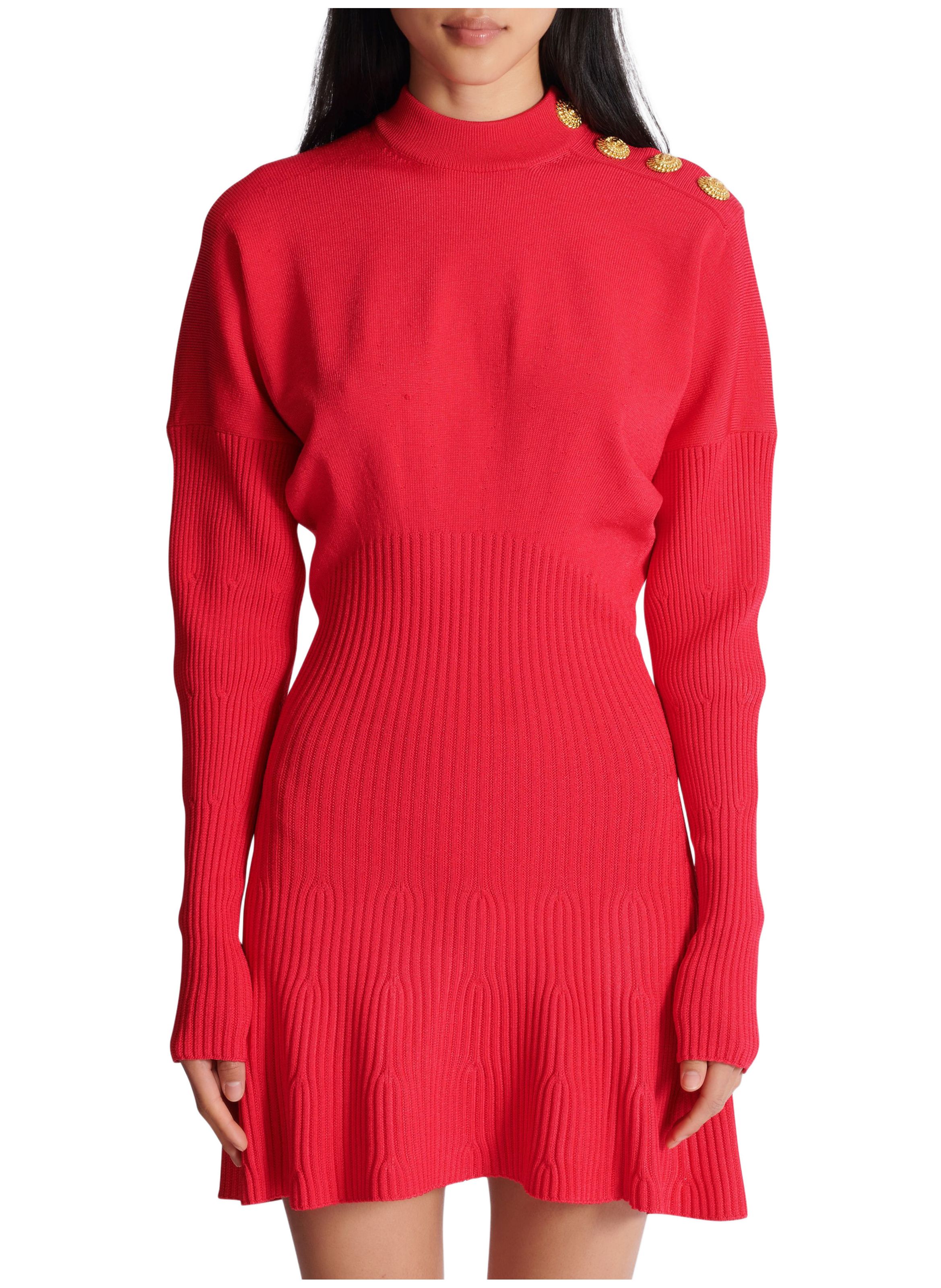 Robe courte en maille évasée BALMAIN Rose