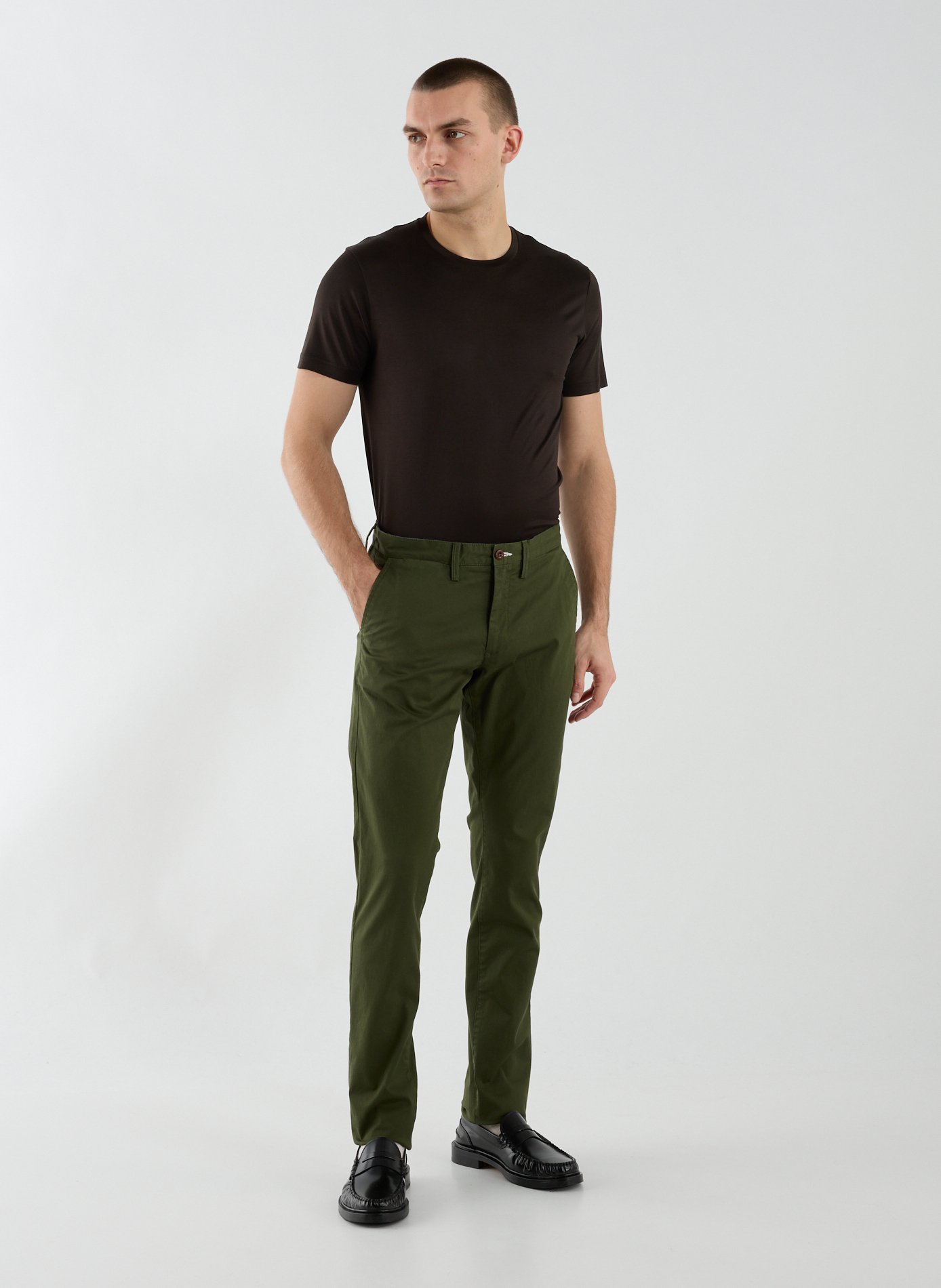 Cotton and linen chino trousers GANT Green