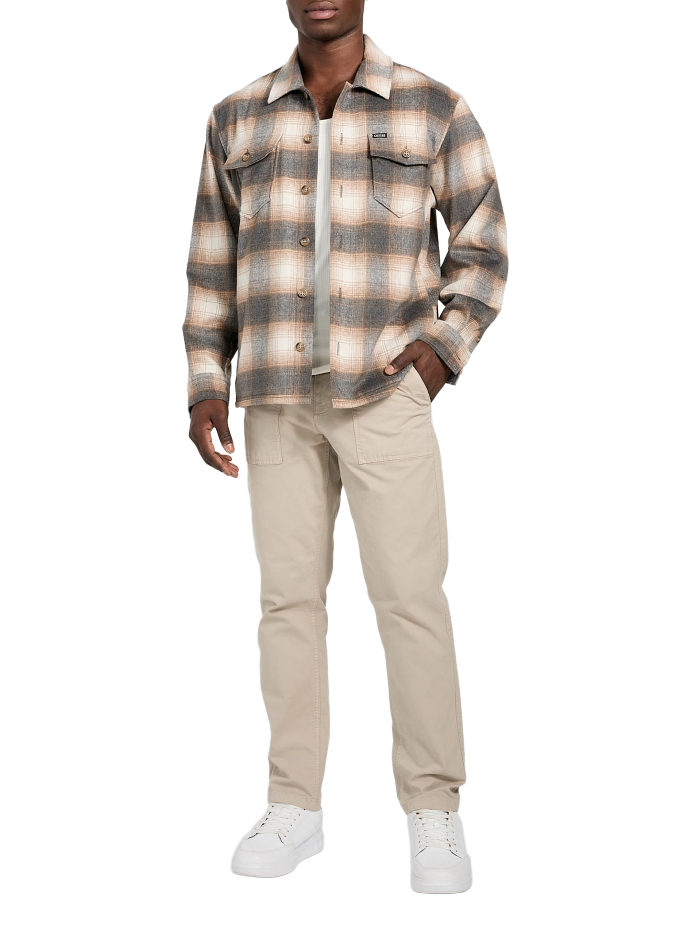 Shirt with classic plaid collar GUESS Beige