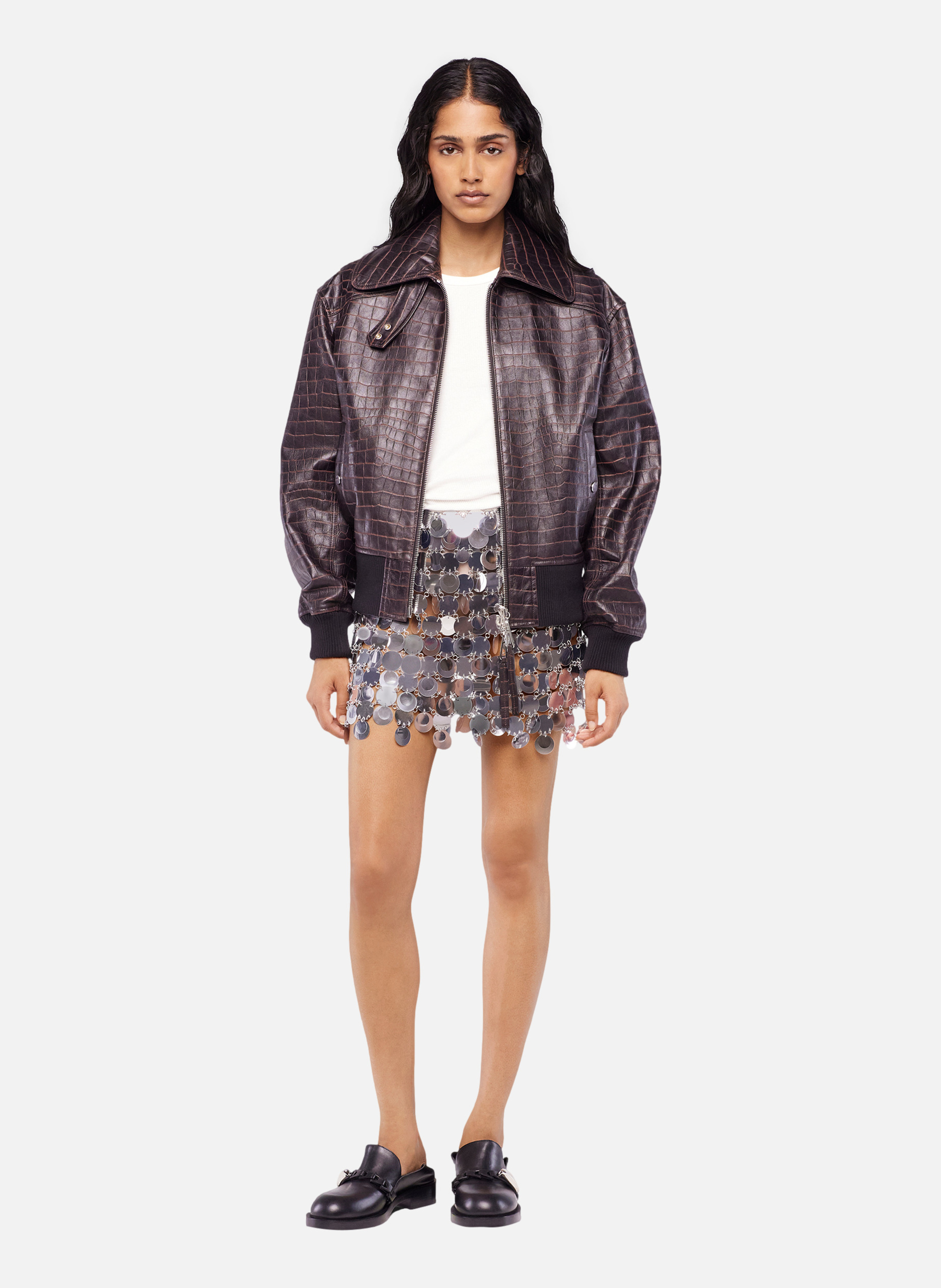 Mini-jupe à sequins sparkle RABANNE Argent