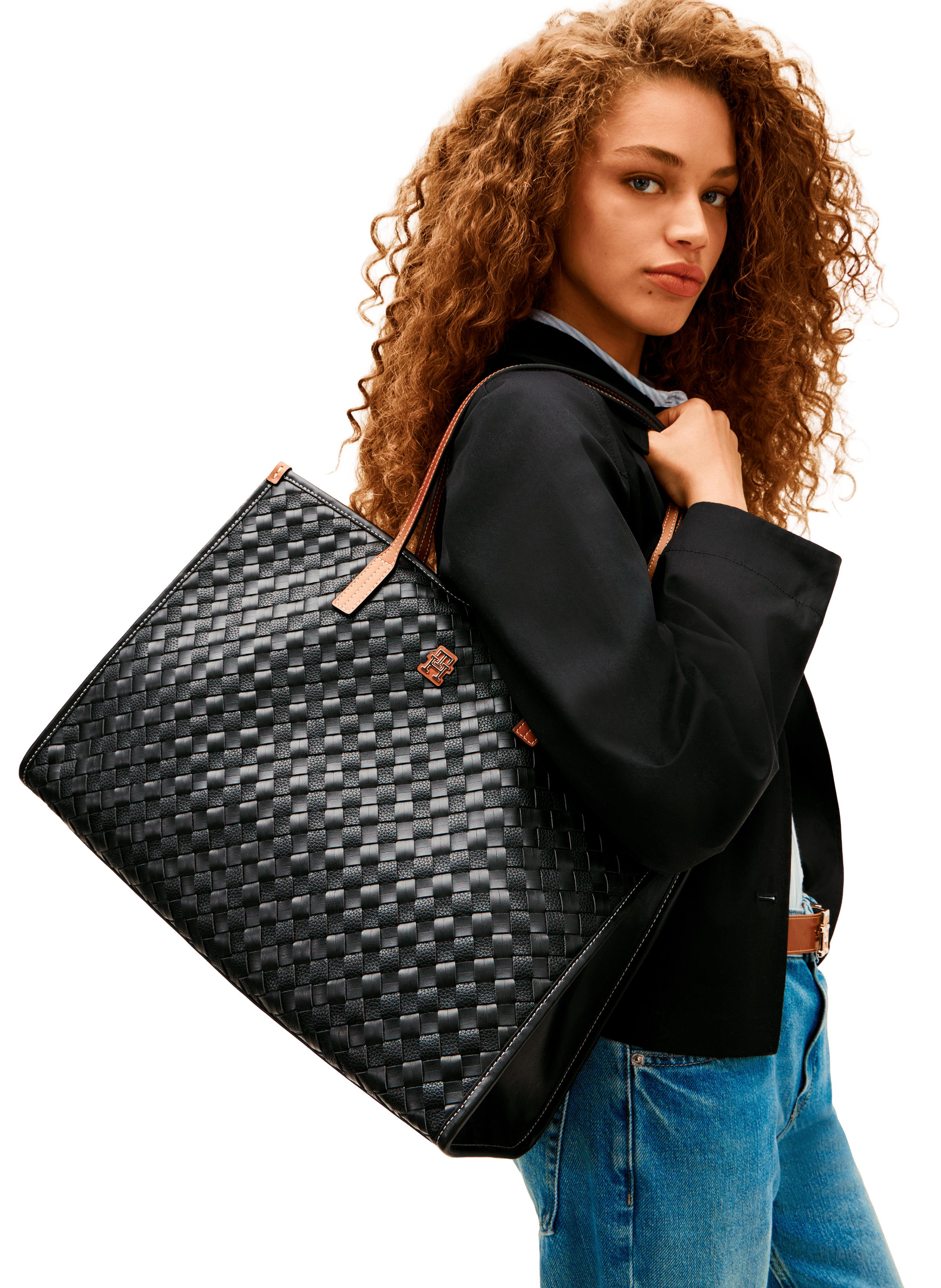 Tote bag tressé TOMMY HILFIGER Noir