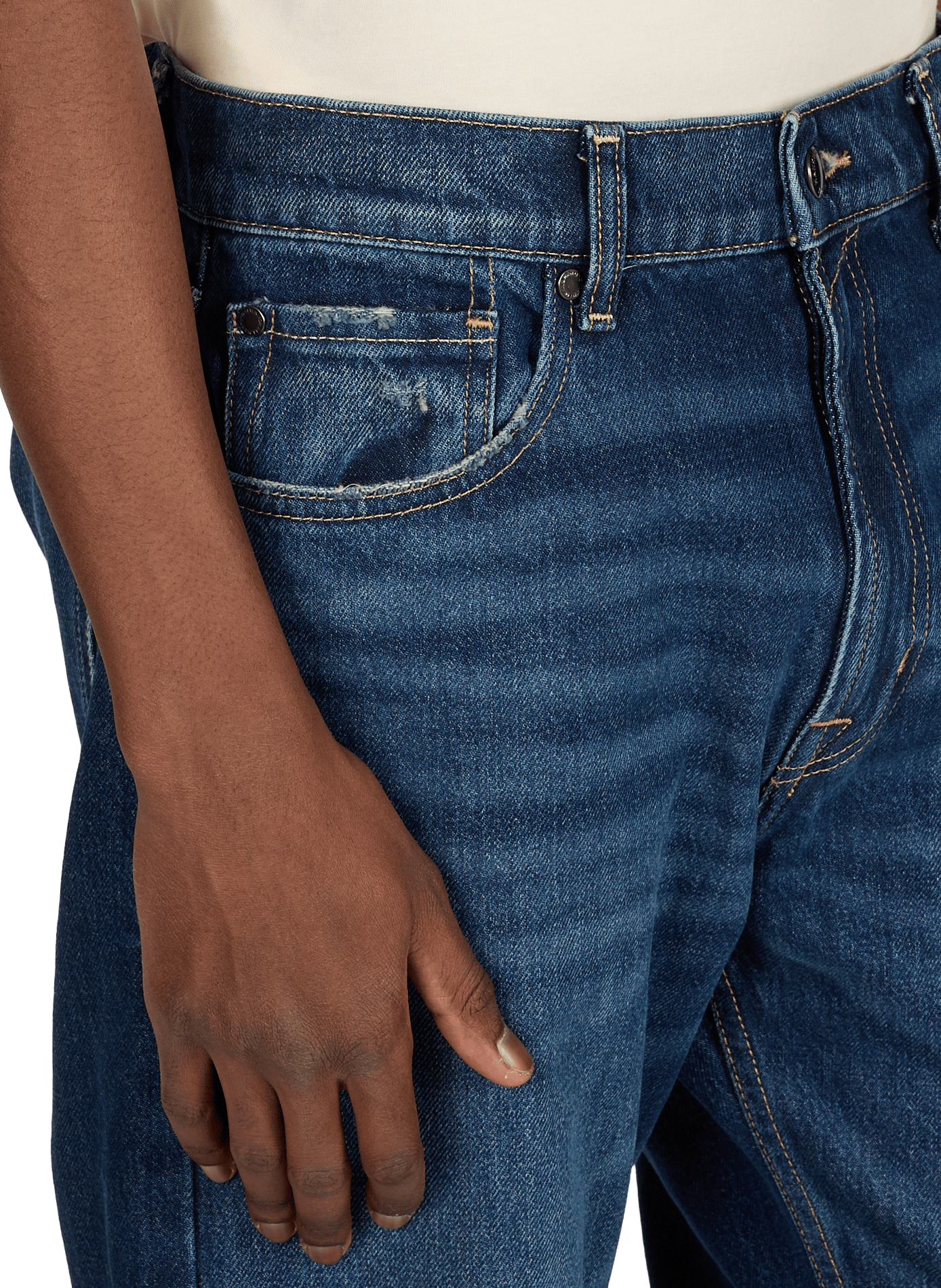 Jean droit en coton 7 FOR ALL MANKIND Bleu