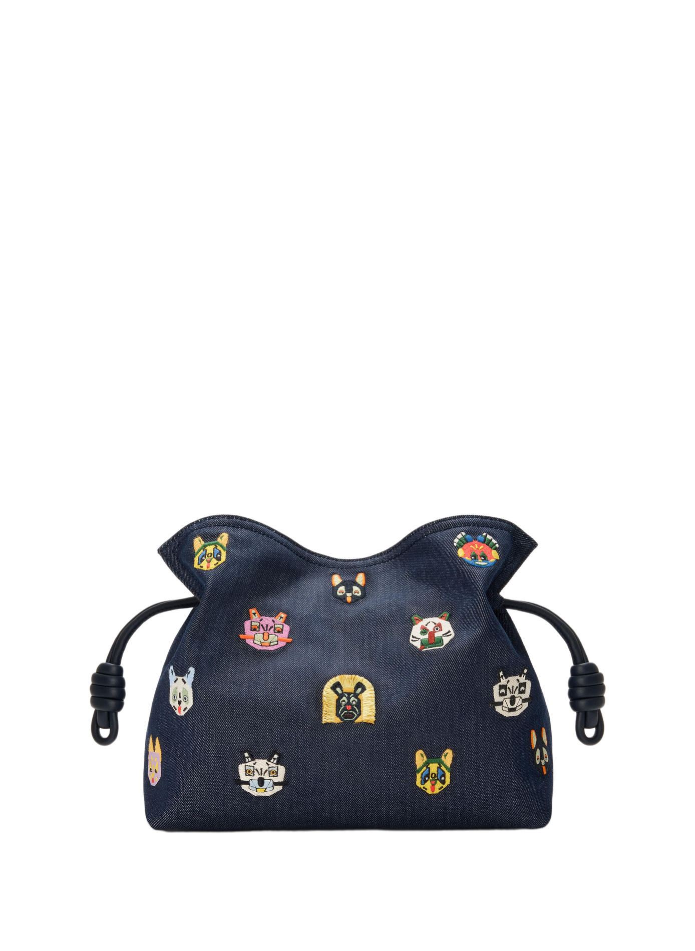 LOEWE x Louis Wain - Flamenco clutch moyen Cats en denim brodé LOEWE Bleu