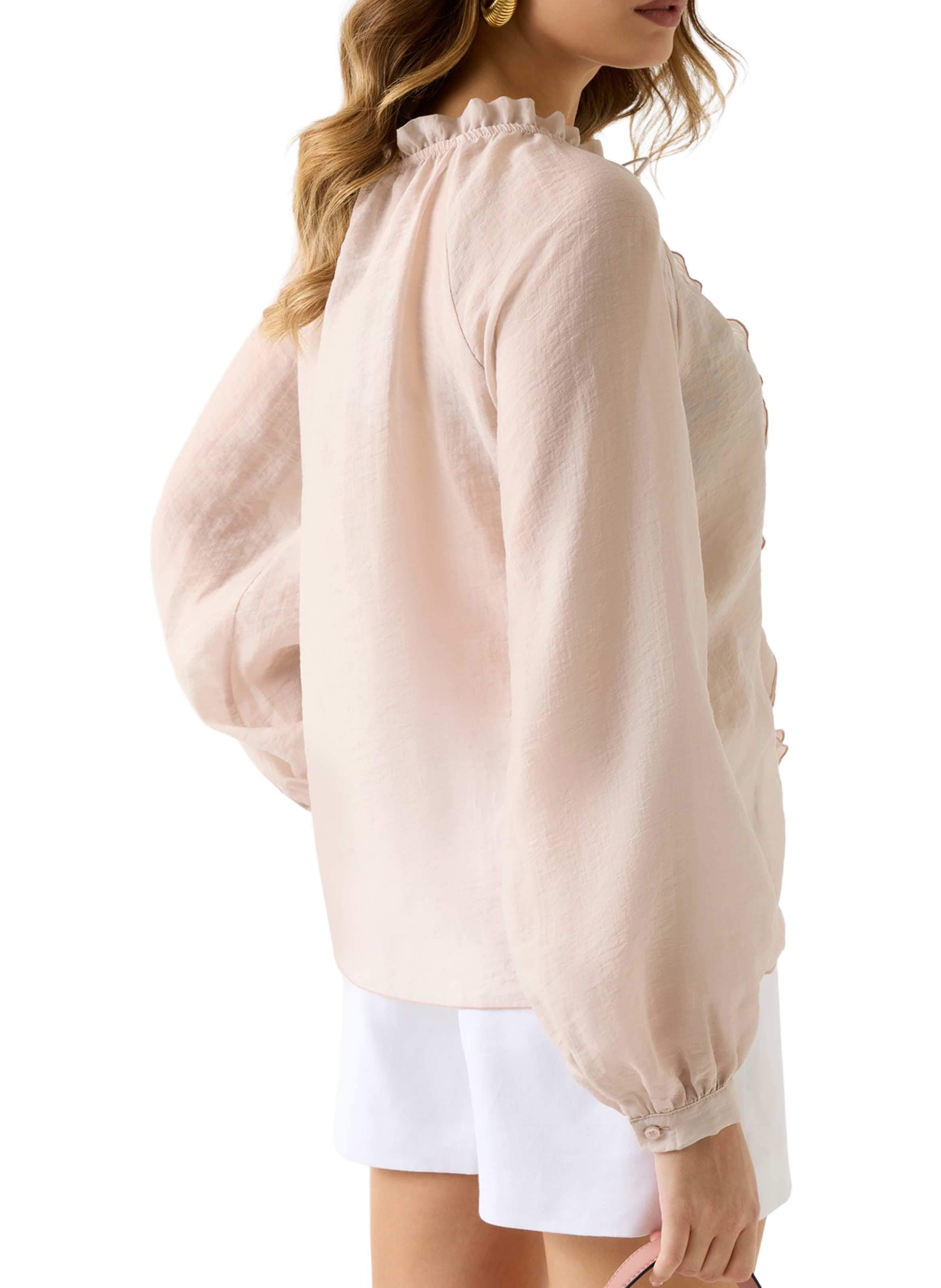 Ruffled cotton blend shirt GUESS Multicolour