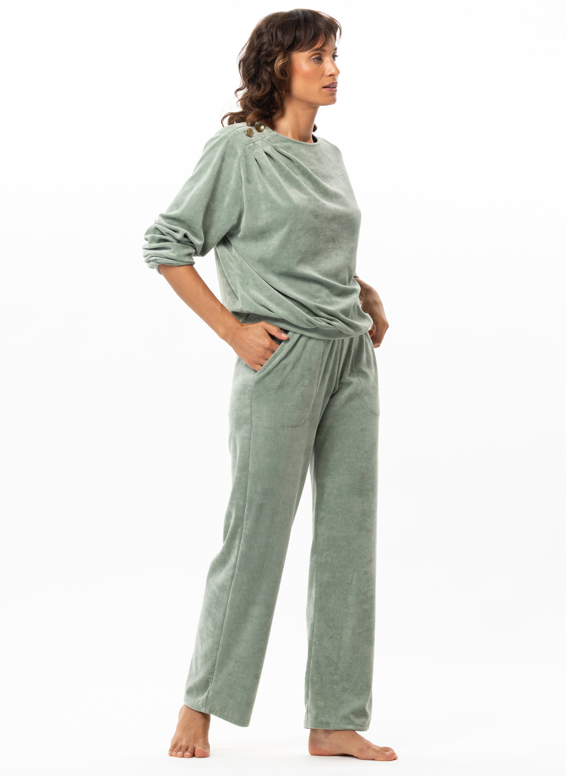 Ensemble homewear en velours relax 222 LE CHAT Vert
