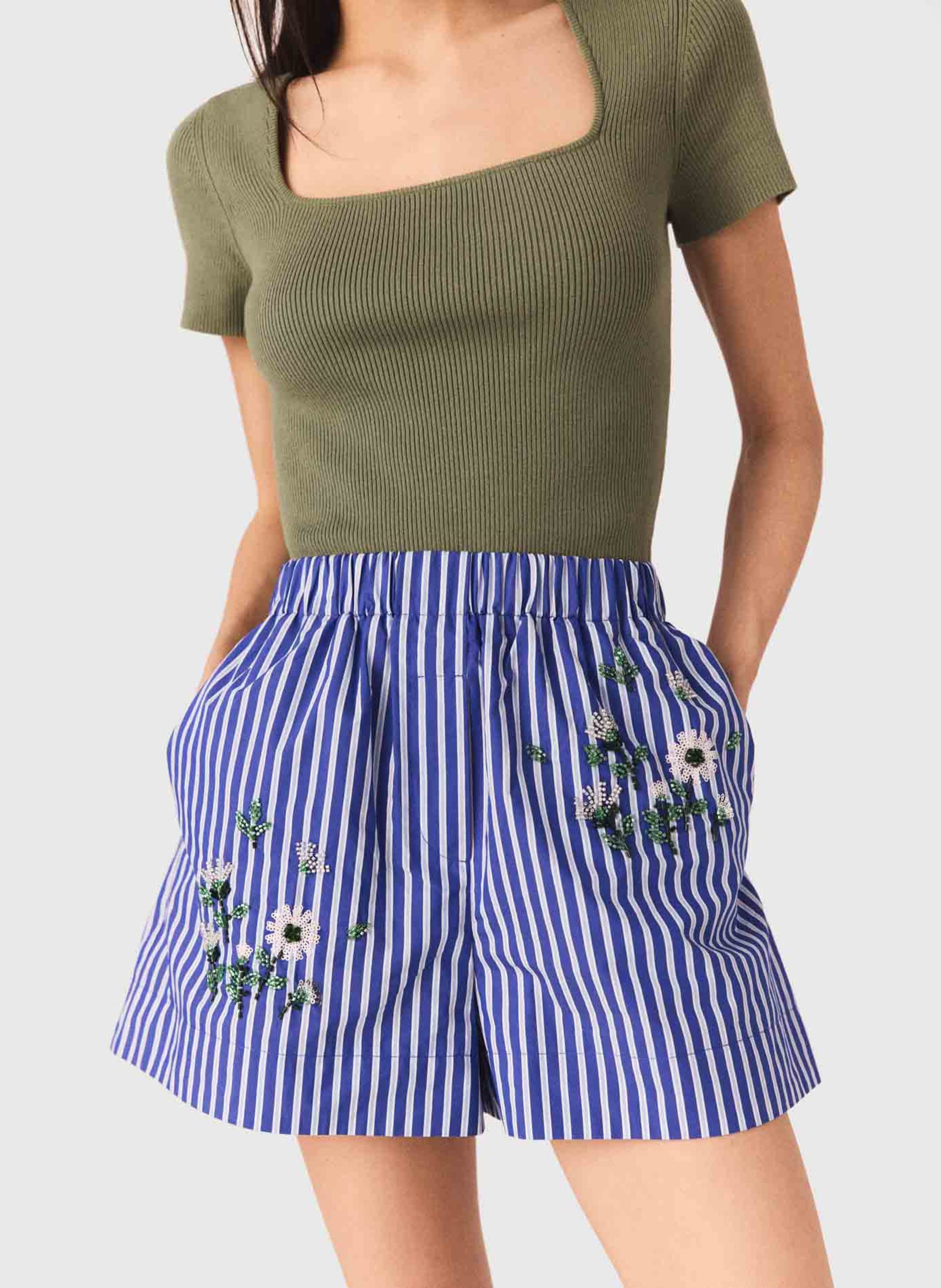 Short large en coton mélangé MAJE Blanc