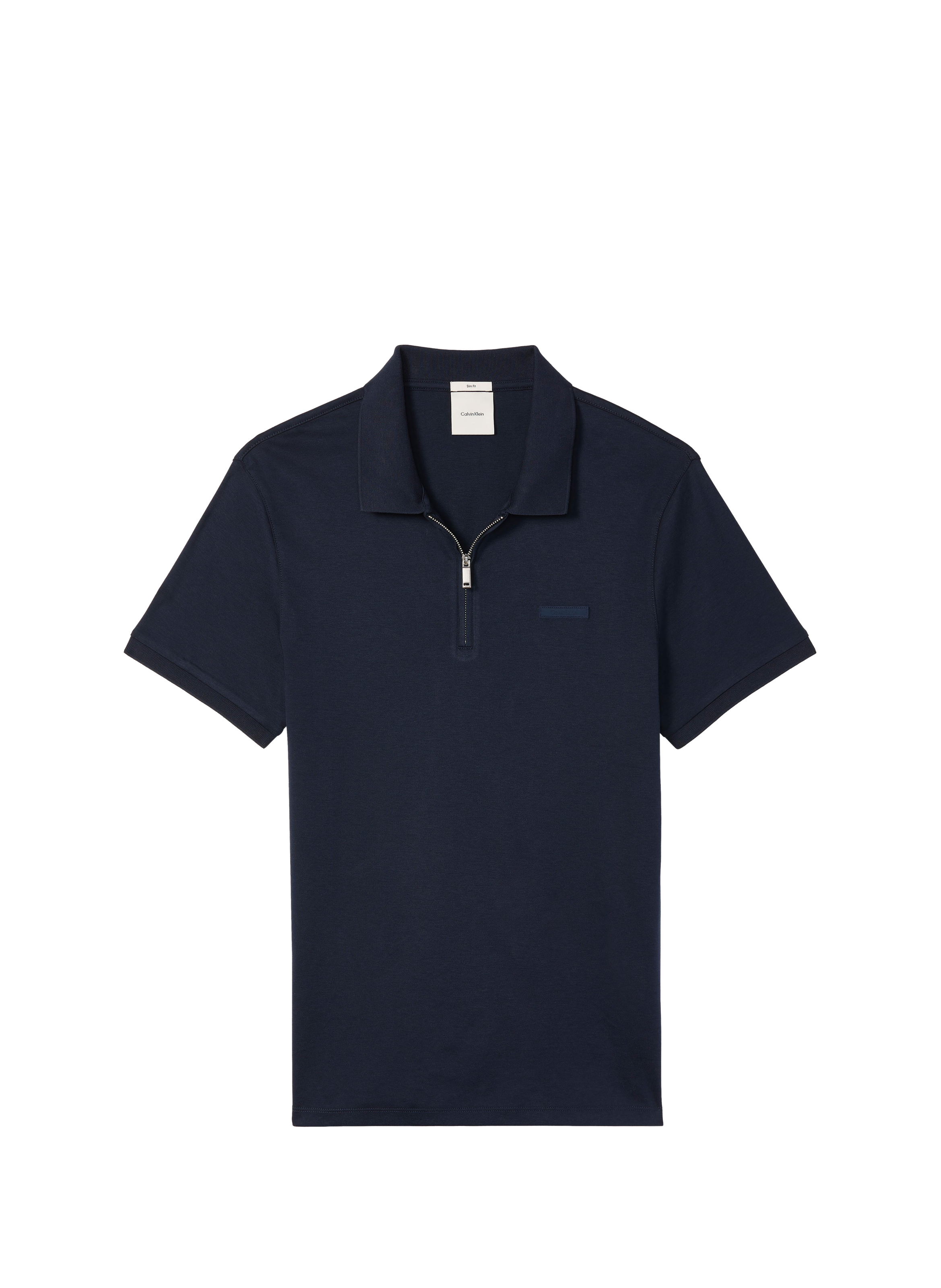 Polo droit à col zippé en coton CALVIN KLEIN Bleu