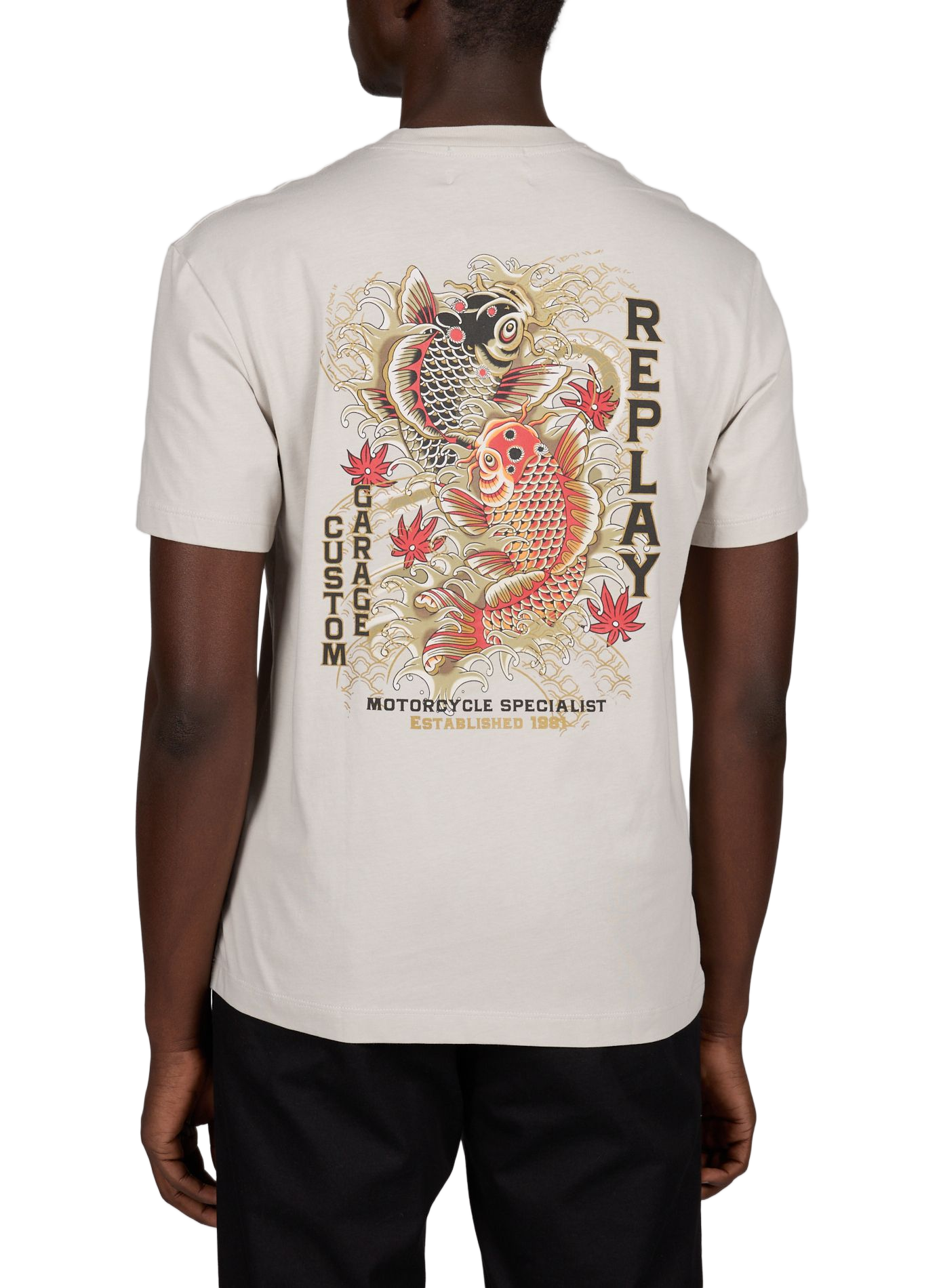 T-shirt droit imprimé en coton REPLAY Gris