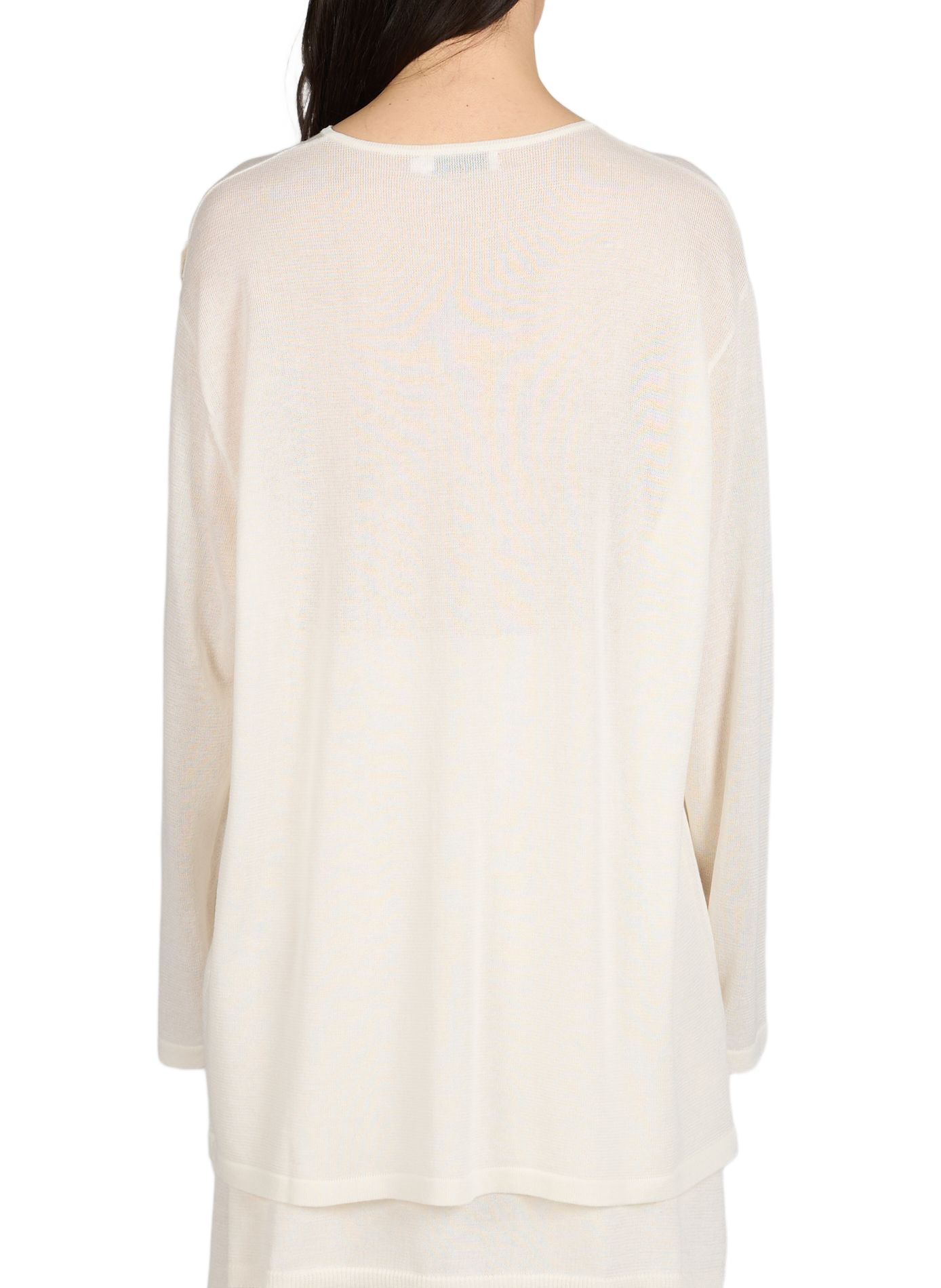 Buttoned top with round neckline in knit fabric VIKTORIA CHAN White