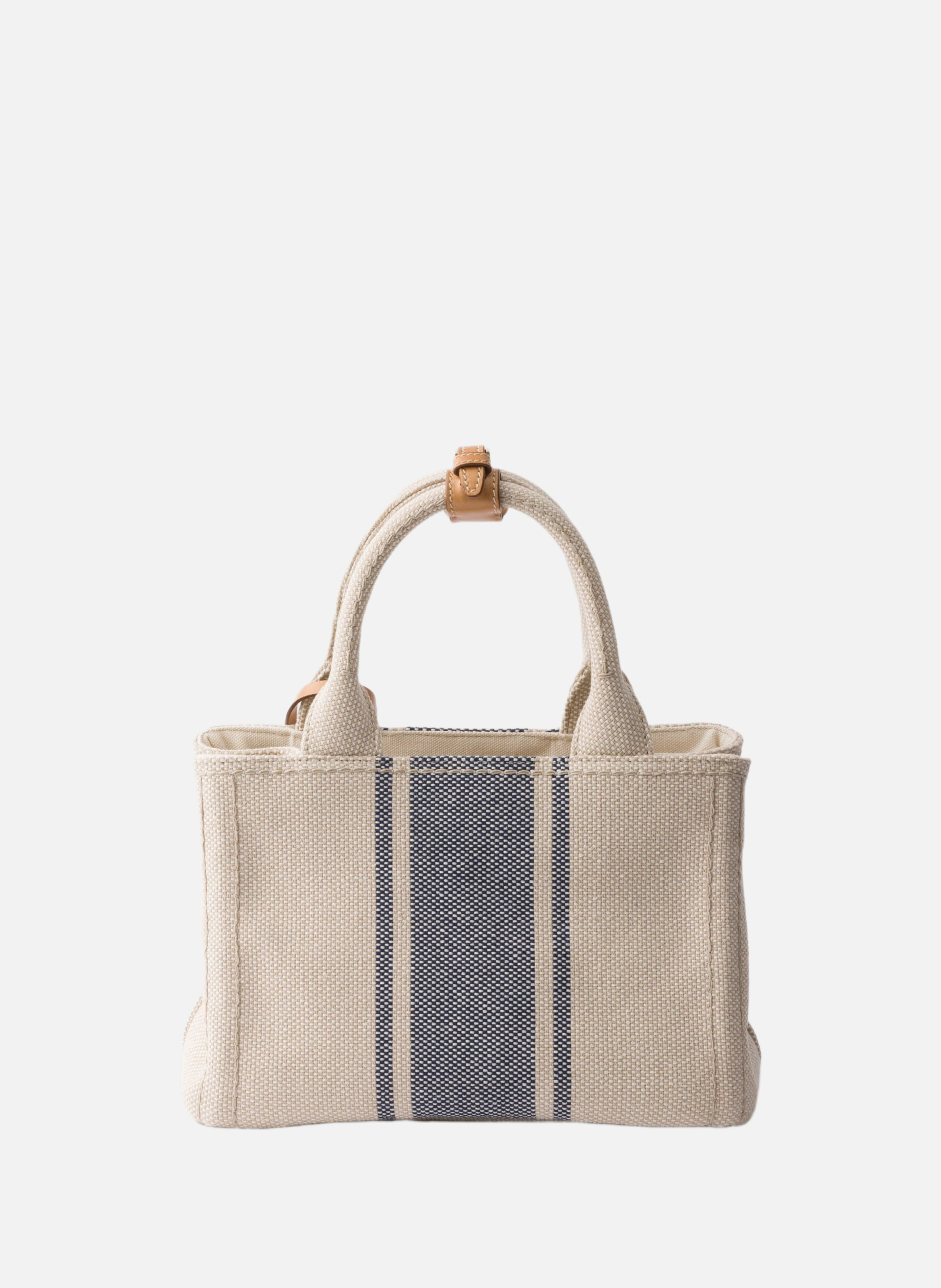 Petit sac prada jardinière en toile de coton Beige