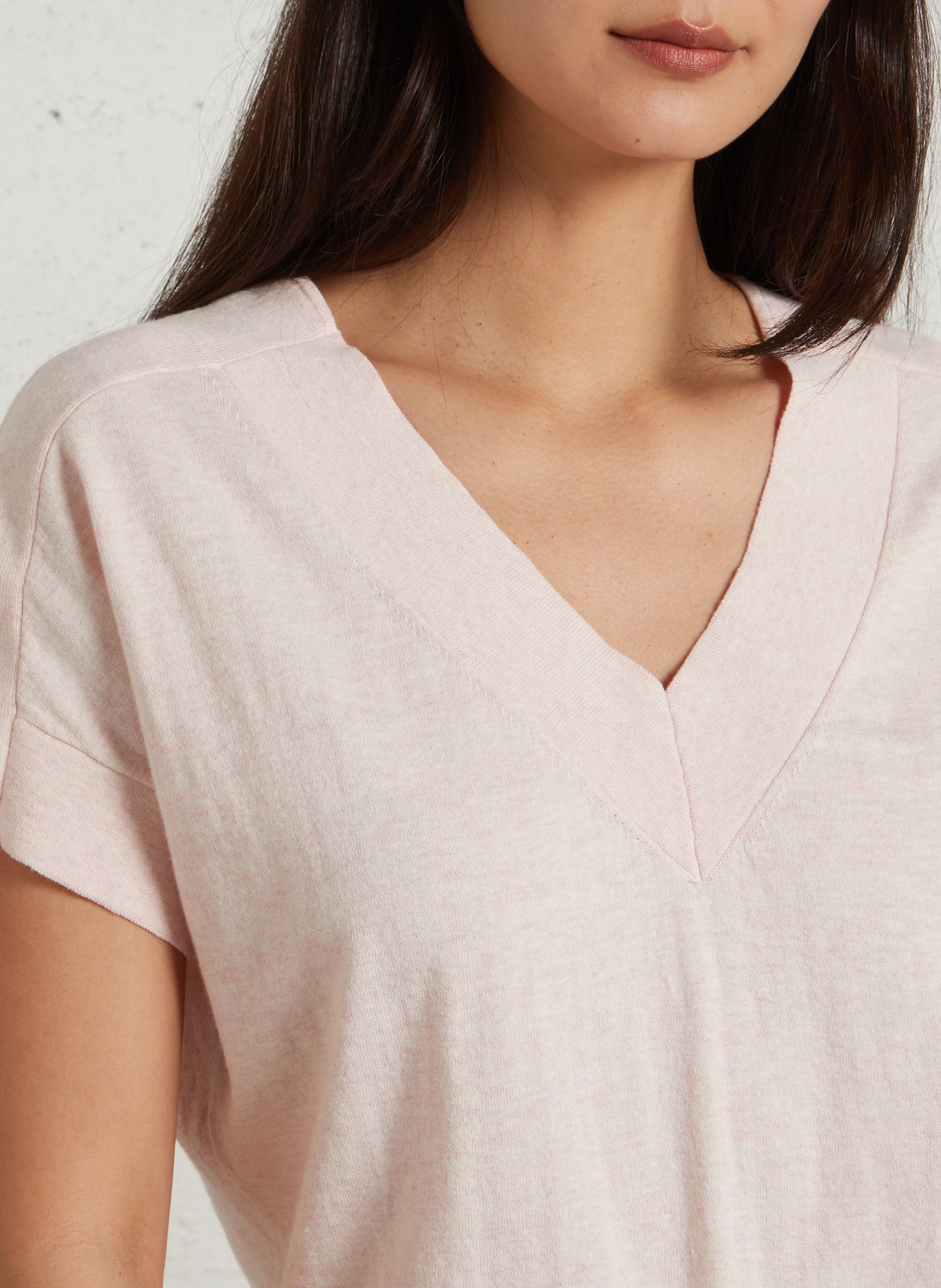 Top oversize col v en coton pretty Rose