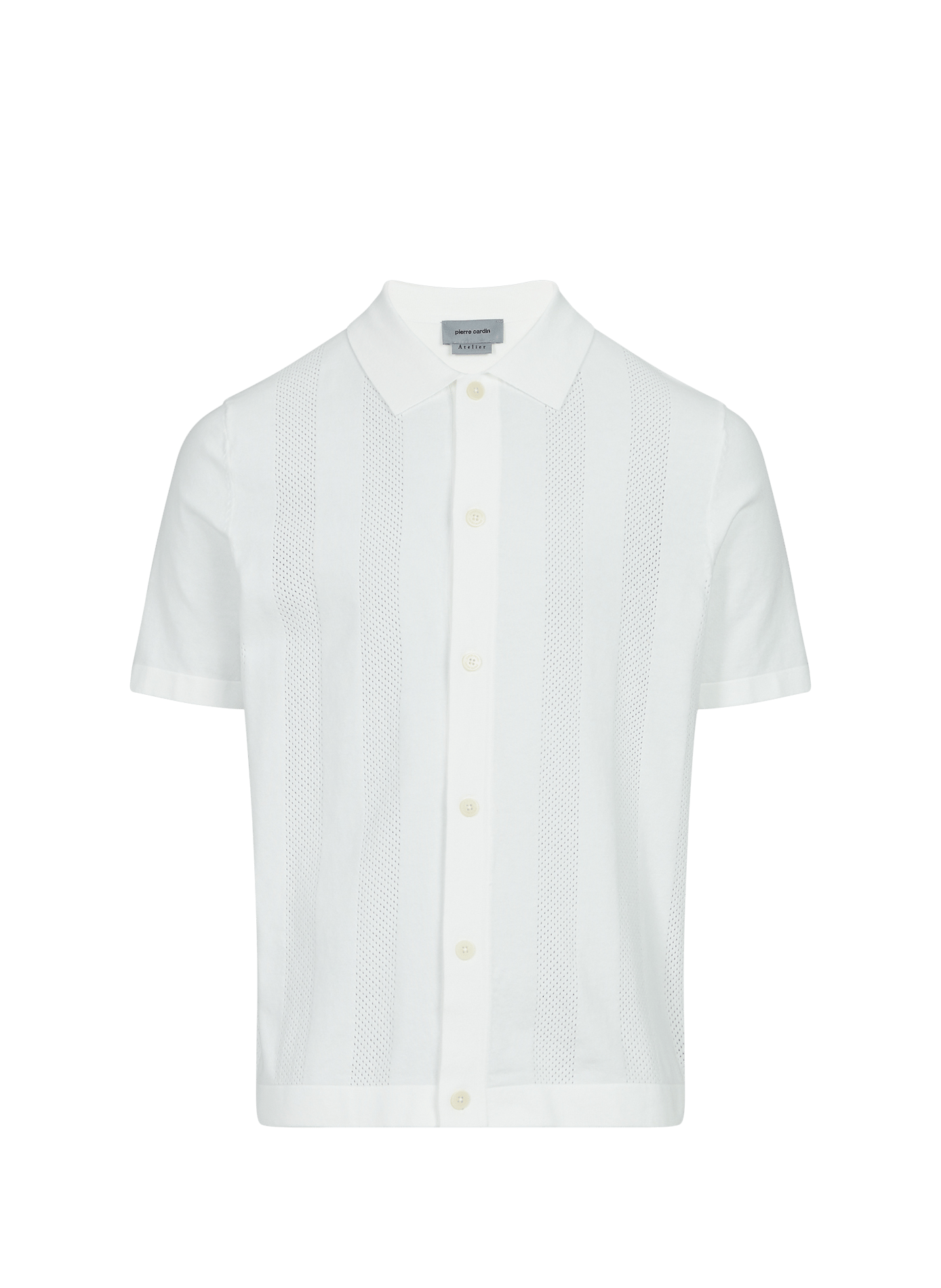 Chemise à manches courtes en coton mélangé PIERRE CARDIN Blanc