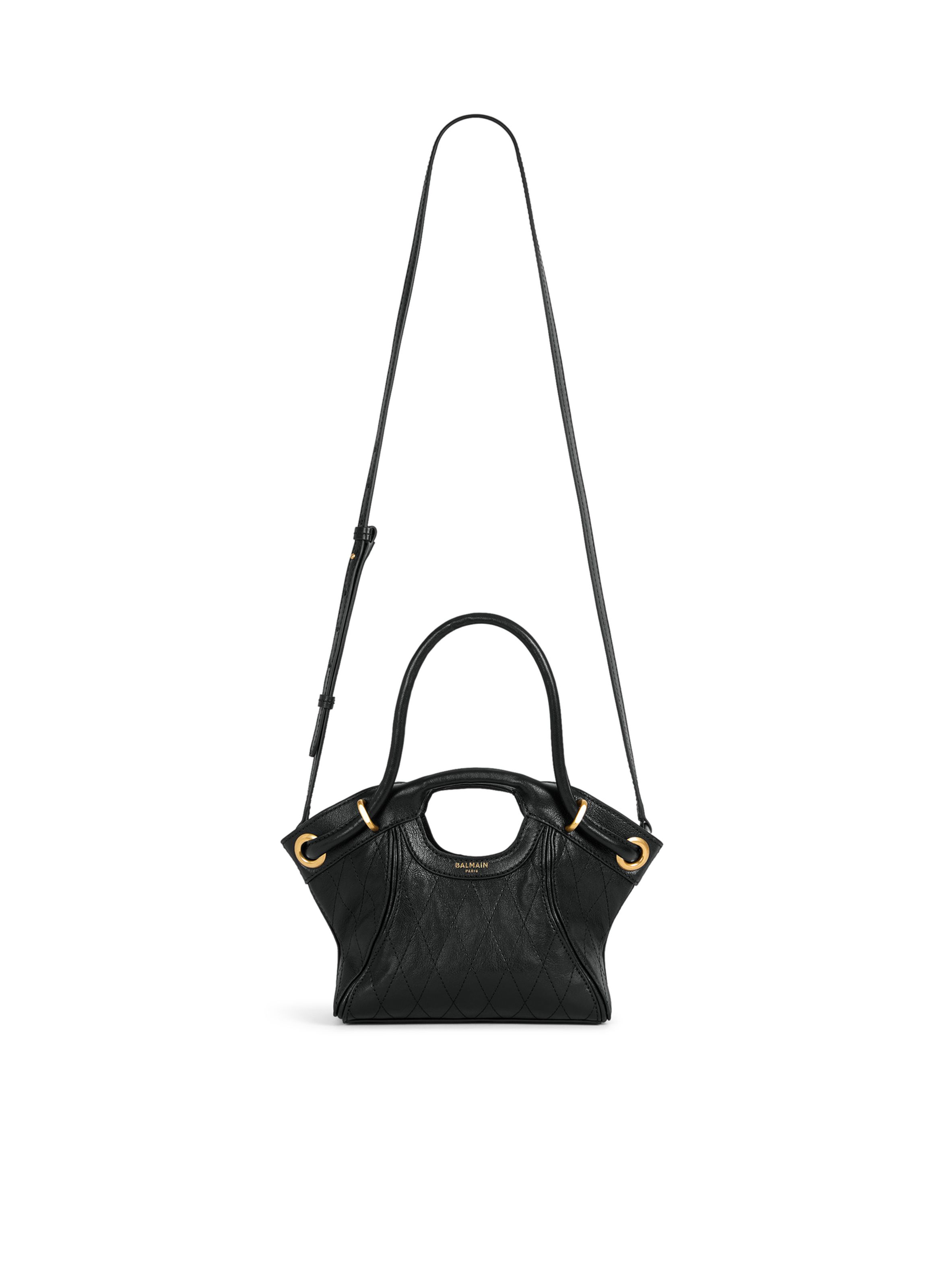 Sac cabas tote small cuir lisse surpiqué BALMAIN Noir