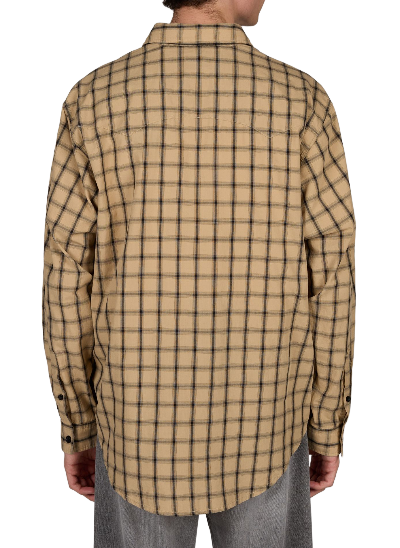 Chemise oversize à carreaux en coton HUGO BLUE Beige