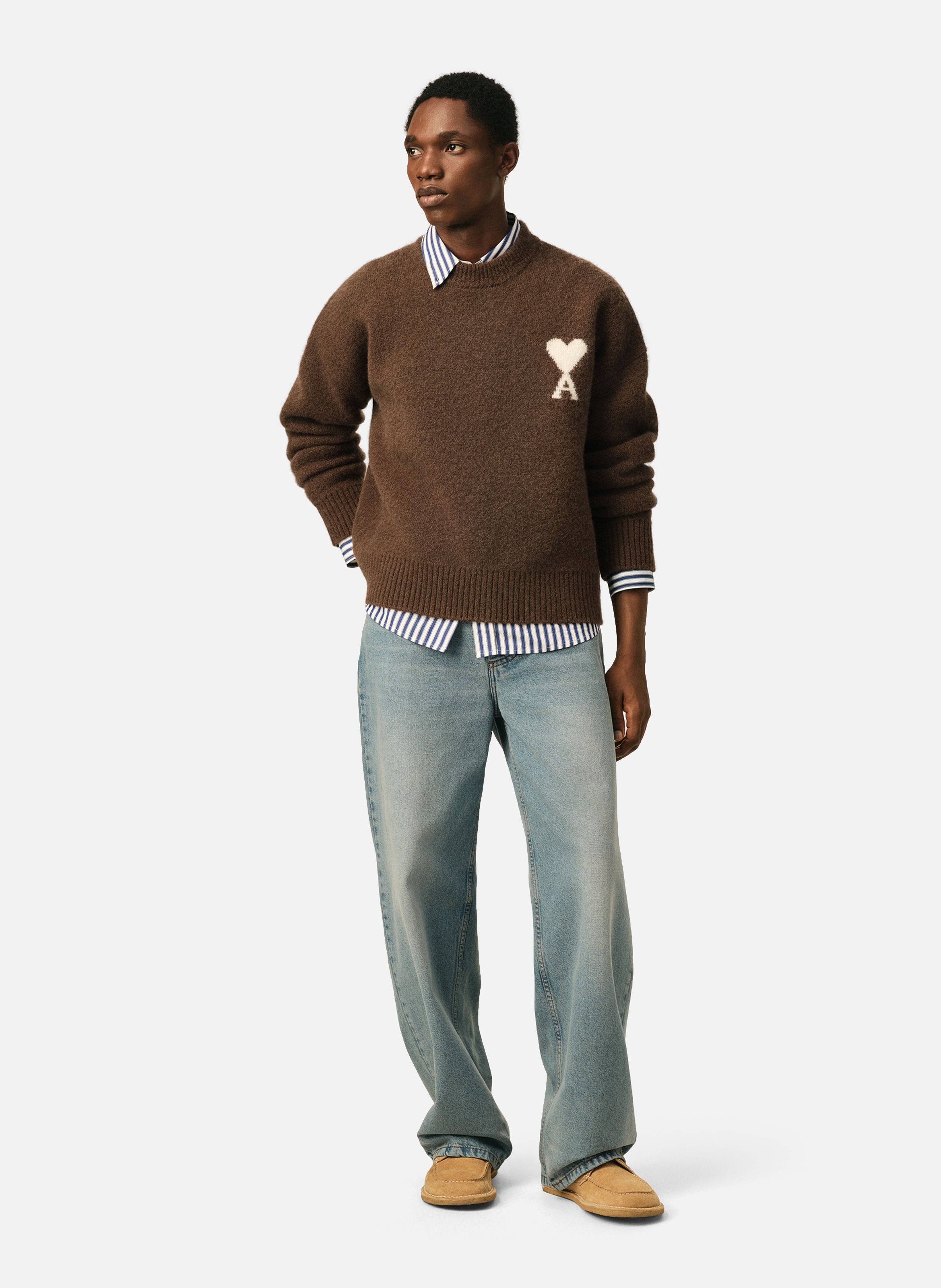 Pull unisexe en alpaga ami de coeur AMI PARIS Marron